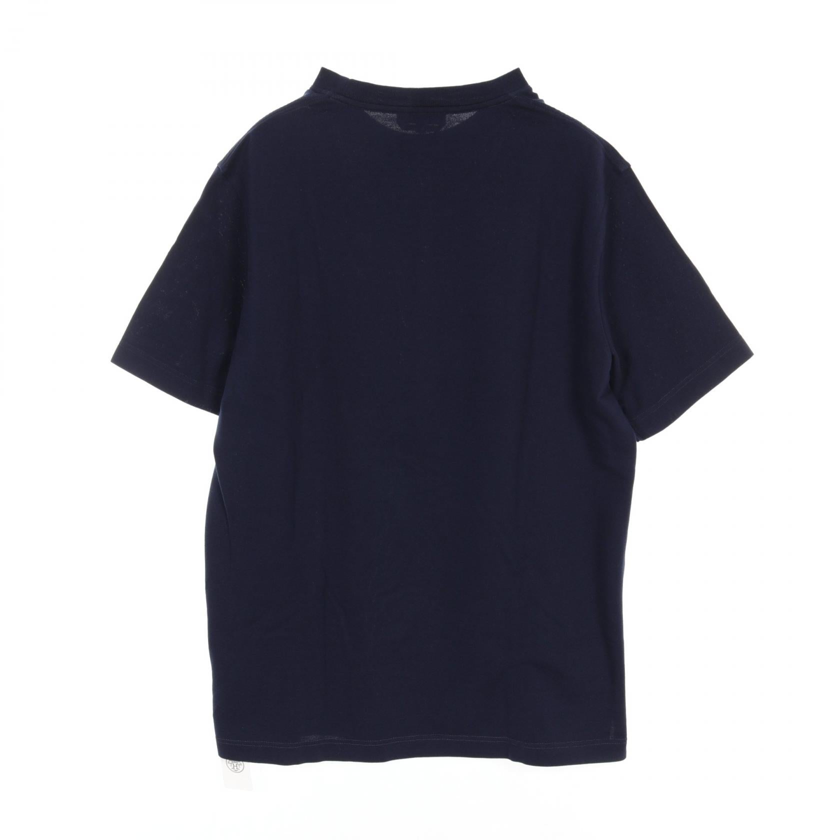 Hermes Cotton H Embroidery T-Shirt Navy