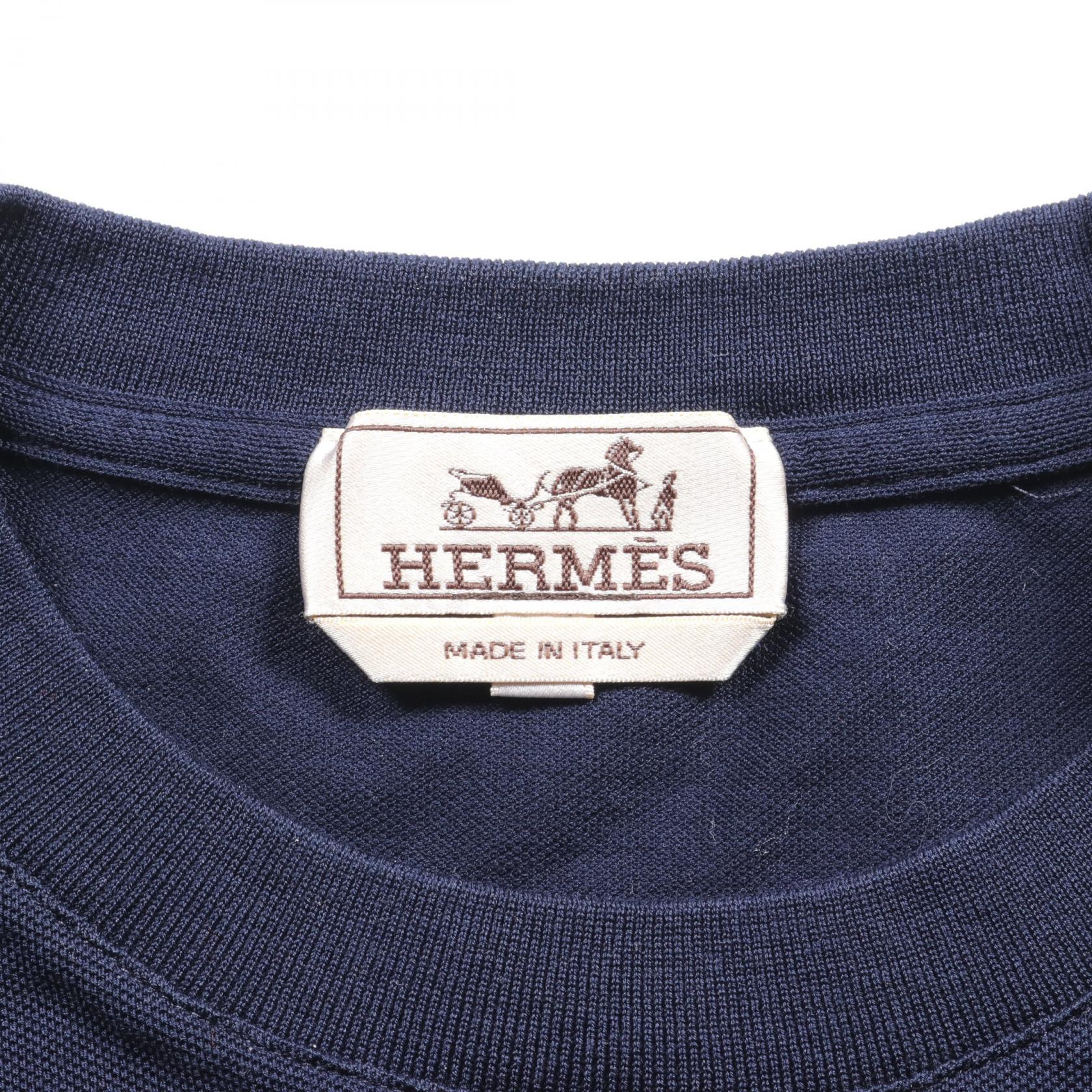 Hermes Cotton H Embroidery T-Shirt Navy