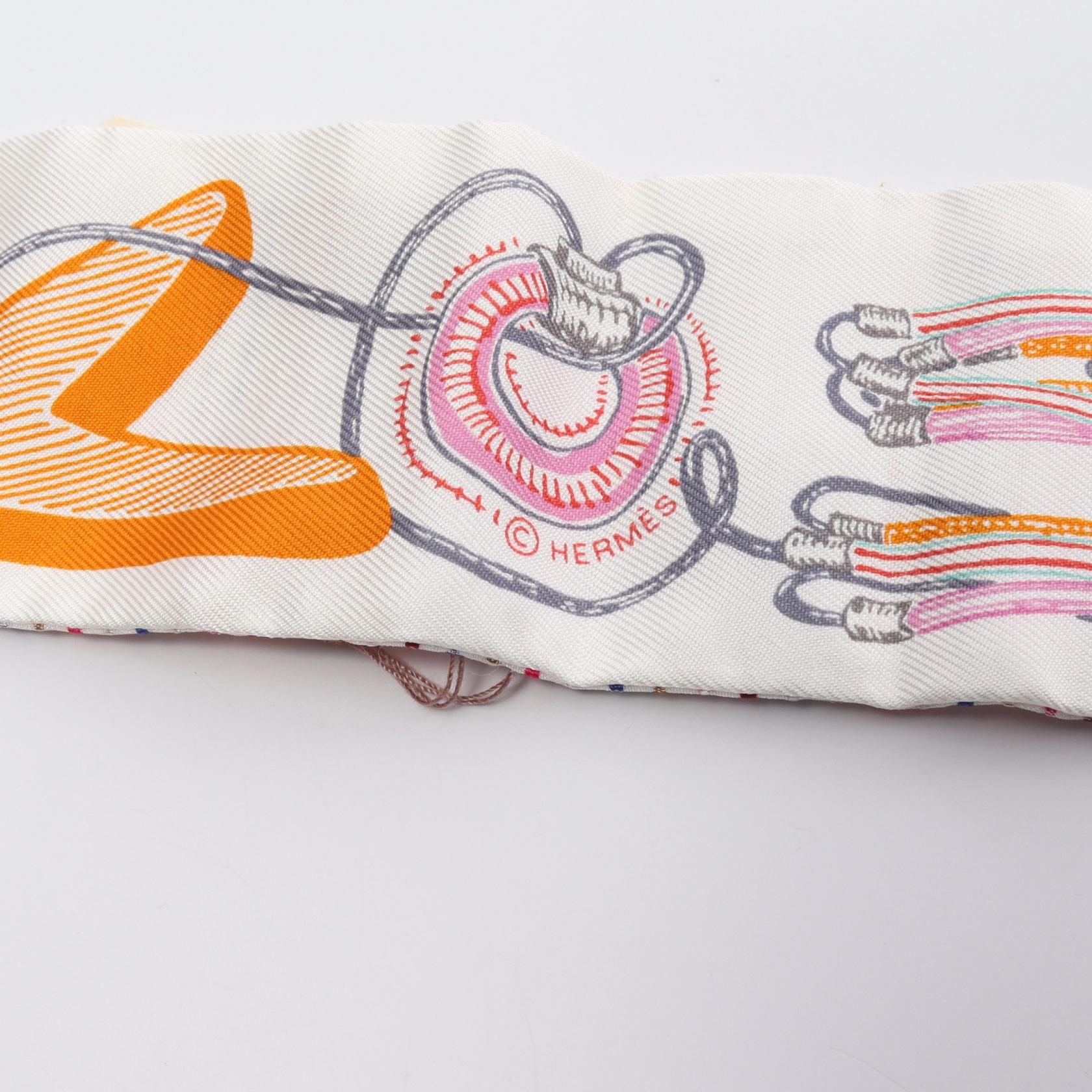 Hermes Silk Twilly Chevaloscope Neon Scarf