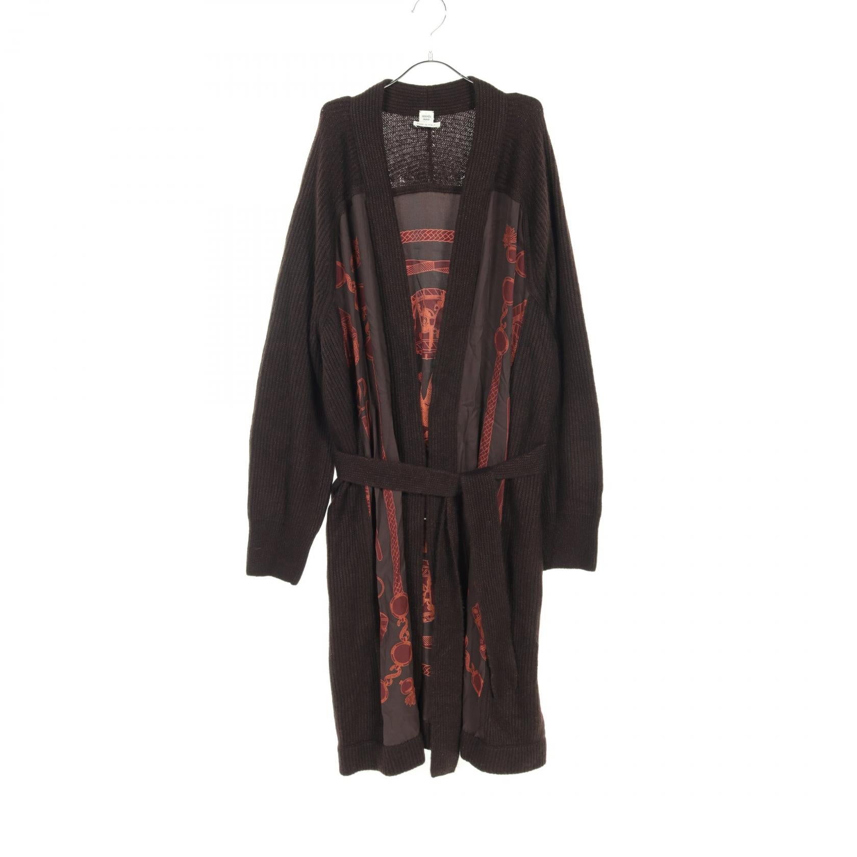 Hermes Silk Cashmere Cardigan Brown Multicolor