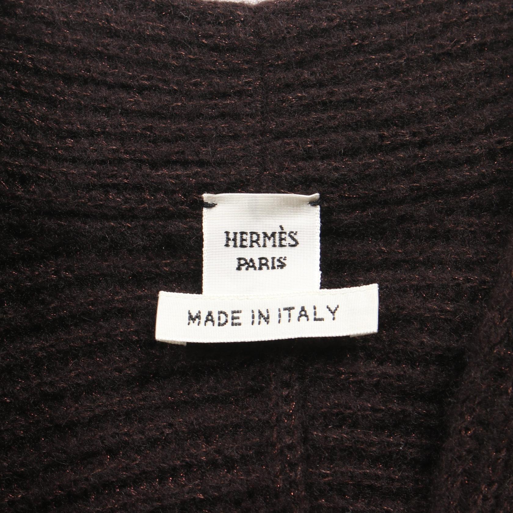 Hermes Silk Cashmere Cardigan Brown Multicolor