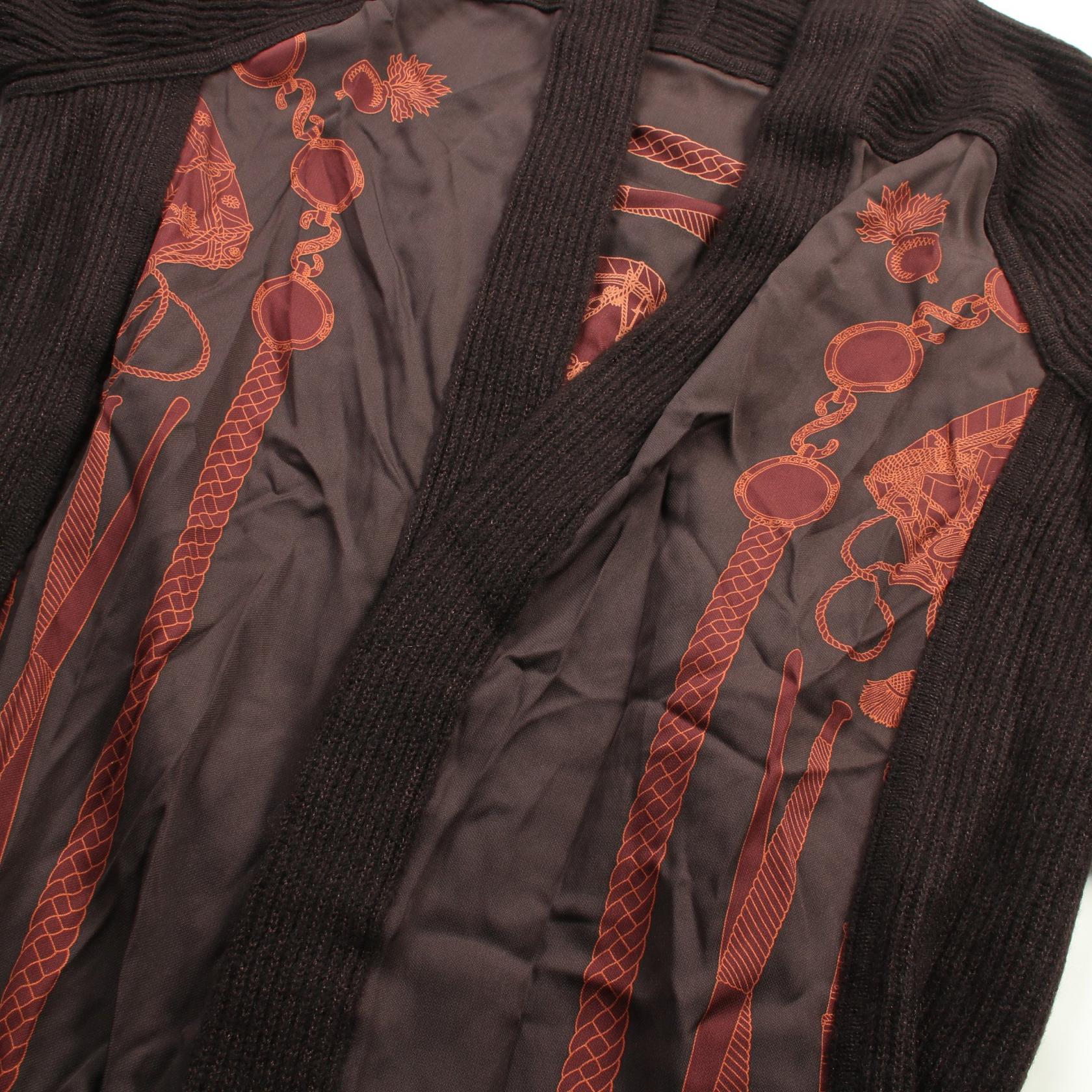 Hermes Silk Cashmere Cardigan Brown Multicolor