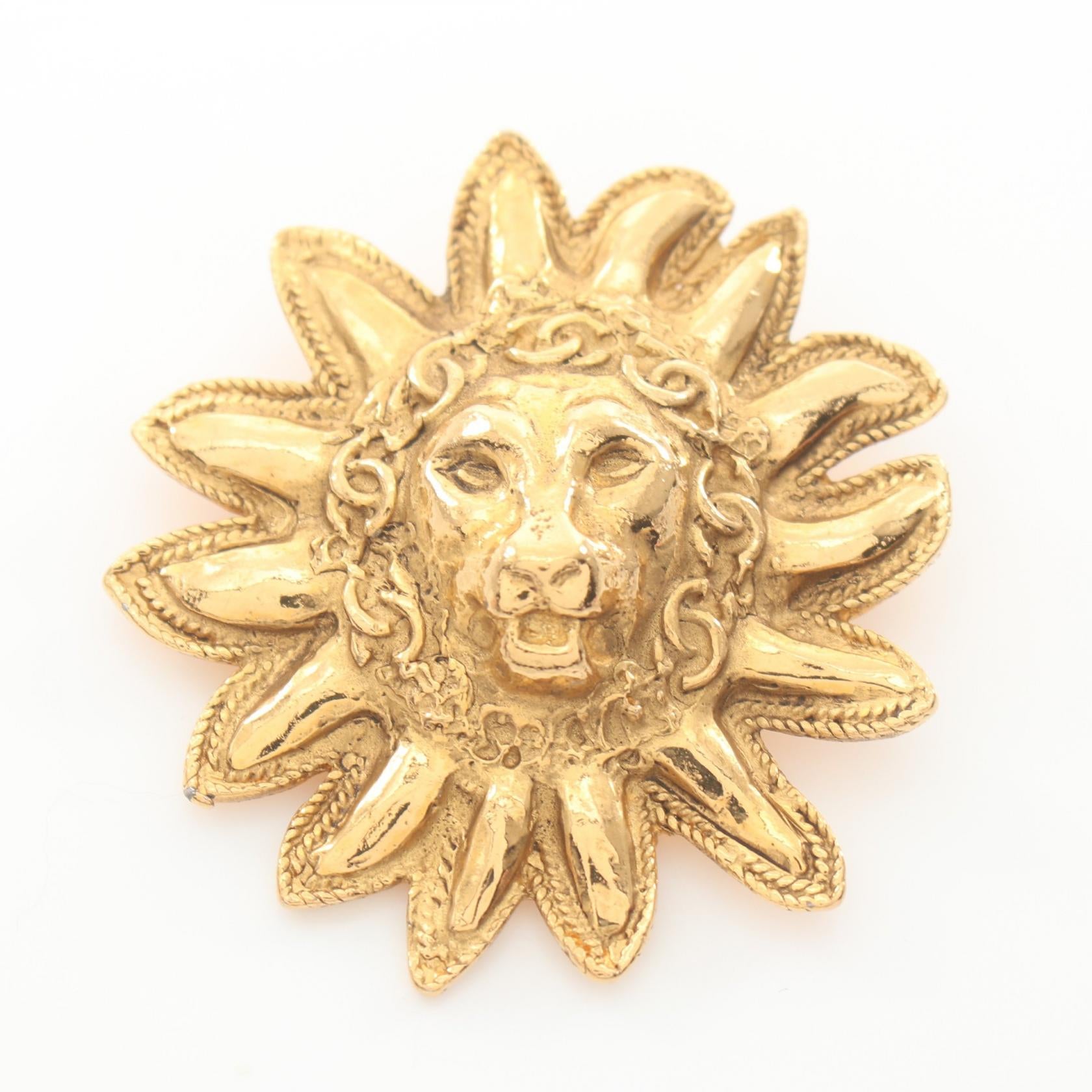 Chanel CC Lion Brooch  Metal Brooch in Great Condition