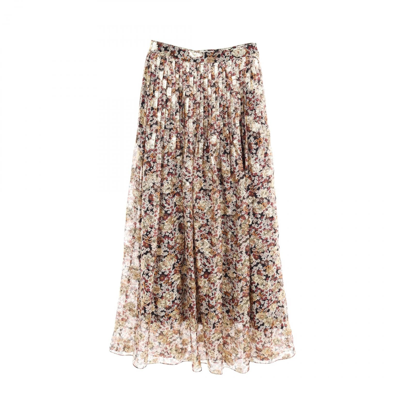 Celine Silk Skirt Gold/Ivory Multicolor