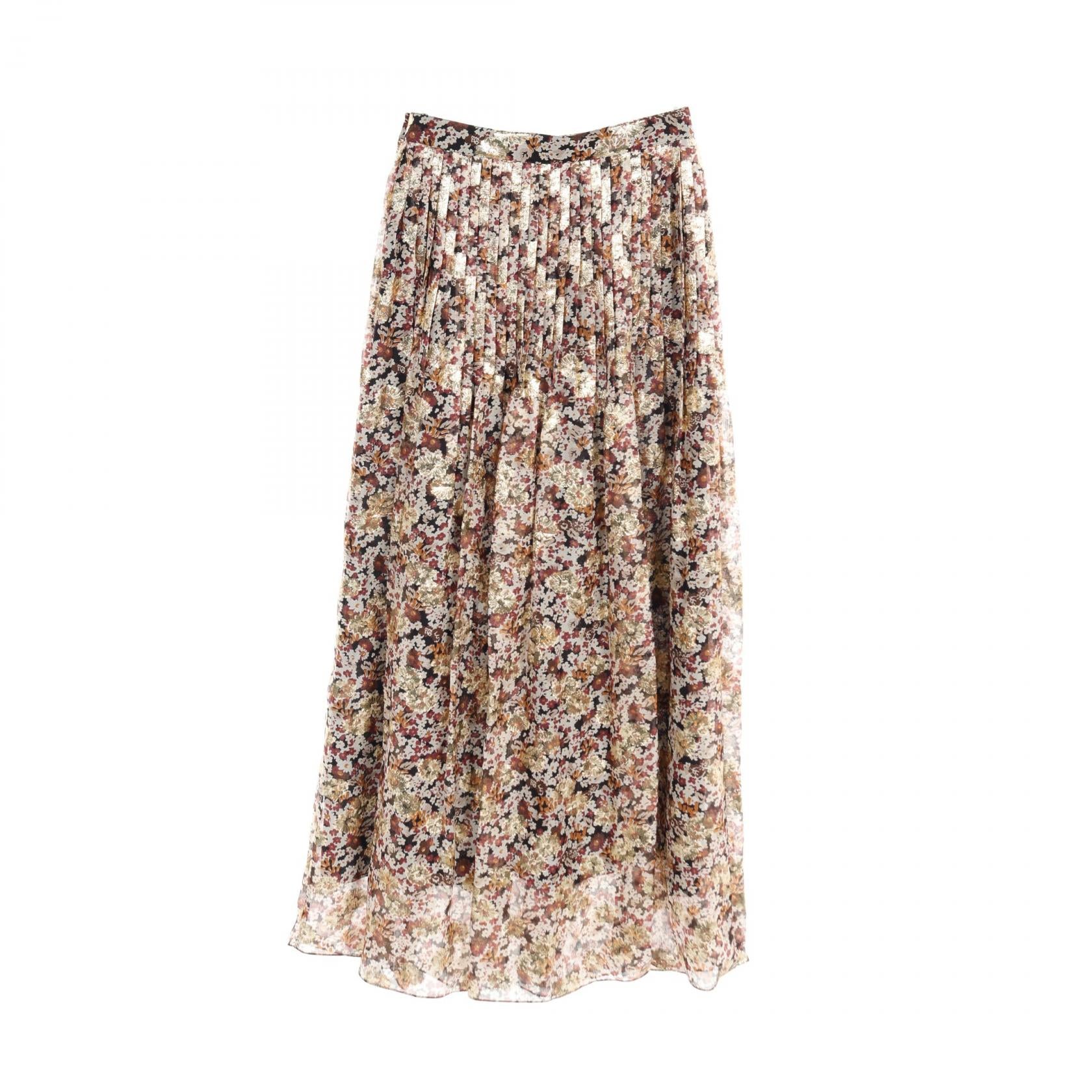 Celine Silk Skirt Gold/Ivory Multicolor