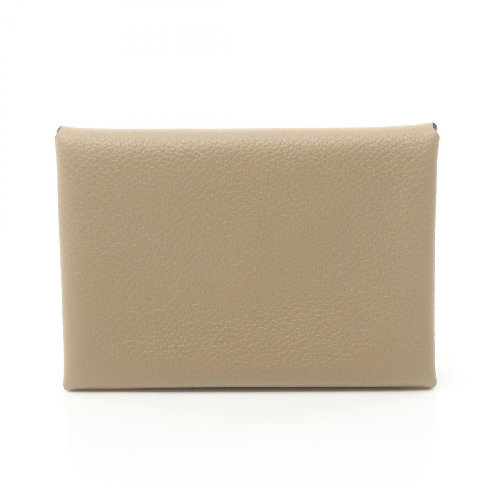 Hermes Calvi Duo Coin Case Beige