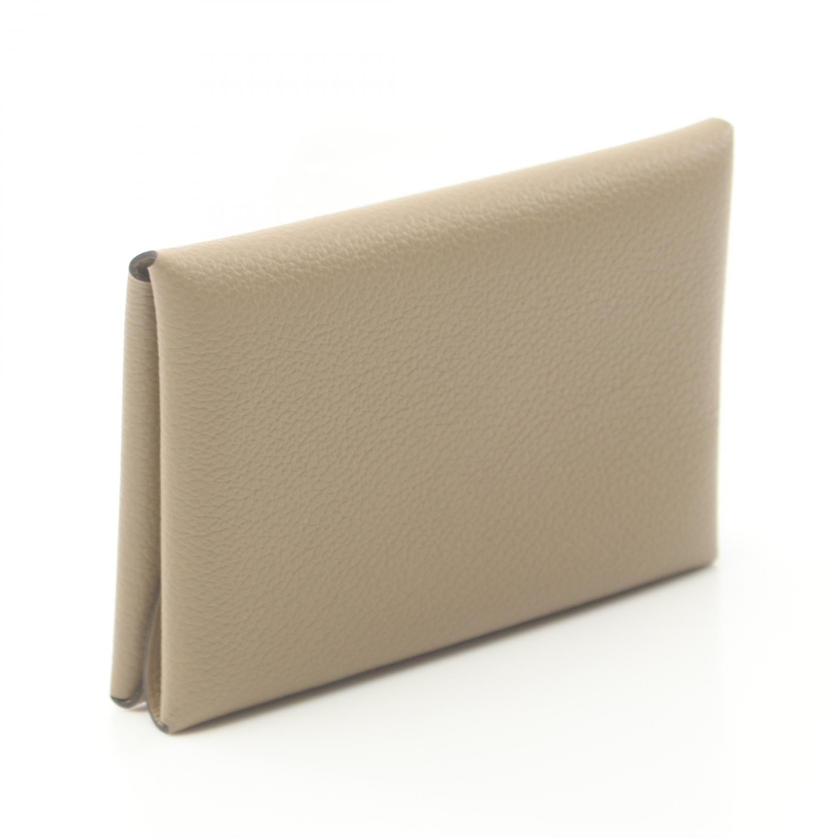 Hermes Calvi Duo Coin Case Beige