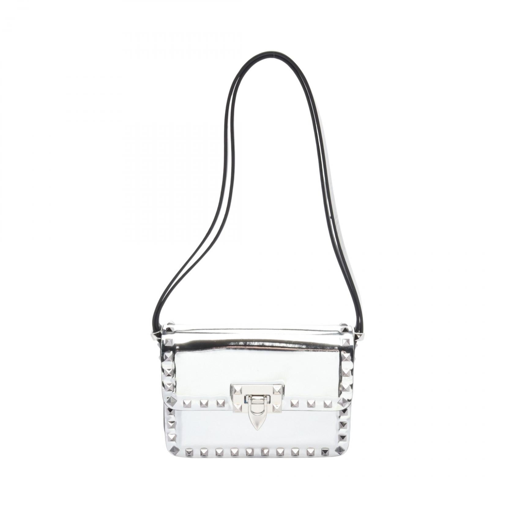 Valentino Leather Shoulder Bag Silver