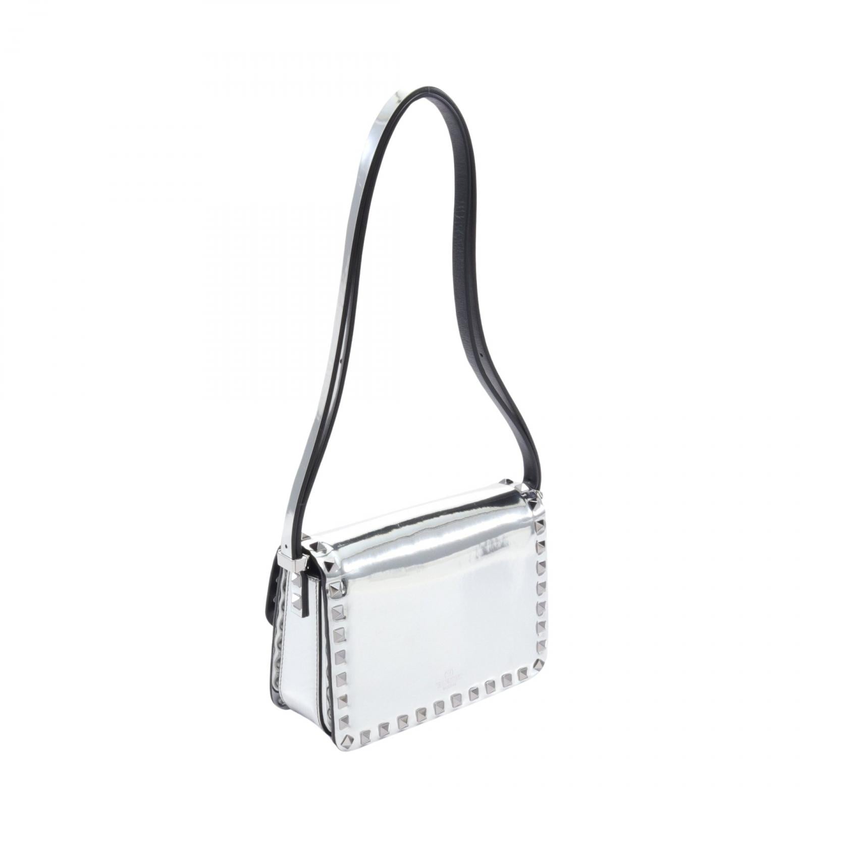 Valentino Leather Shoulder Bag Silver