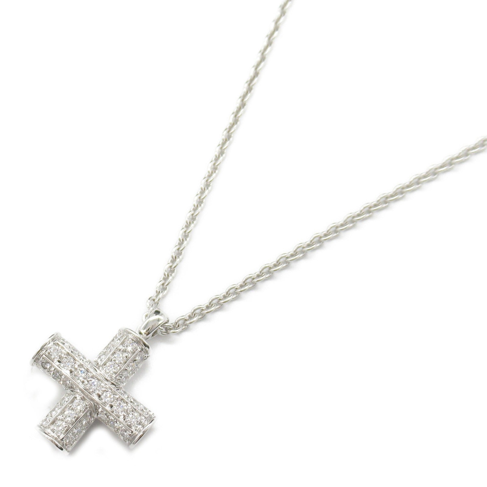 Bvlgari K18WG Diamond Latin Cross Necklace