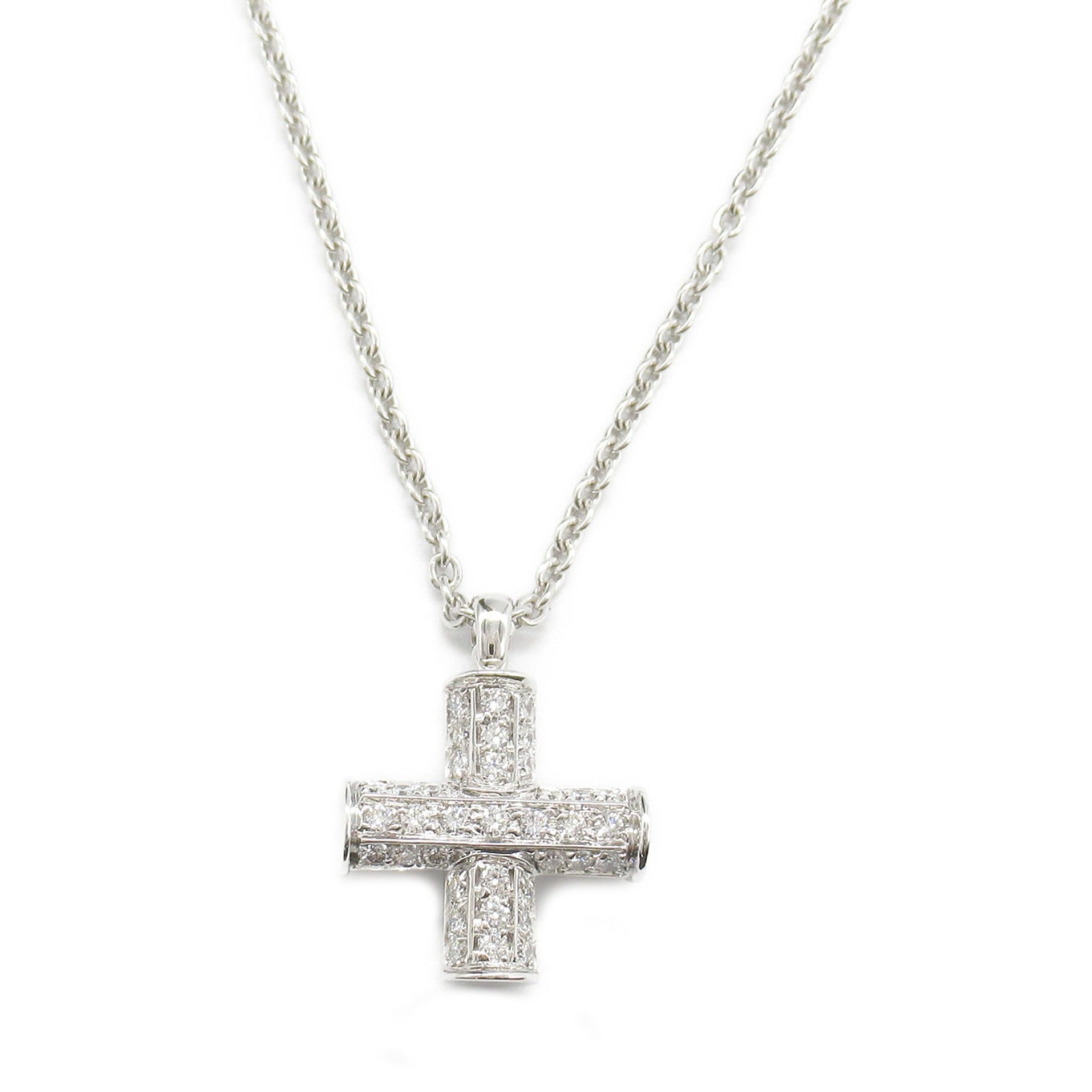 Bvlgari K18WG Diamond Latin Cross Necklace