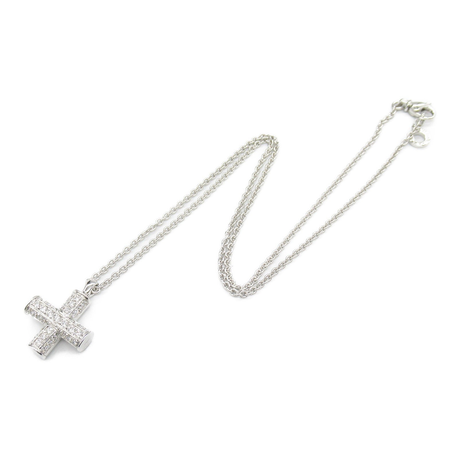 Bvlgari K18WG Diamond Latin Cross Necklace