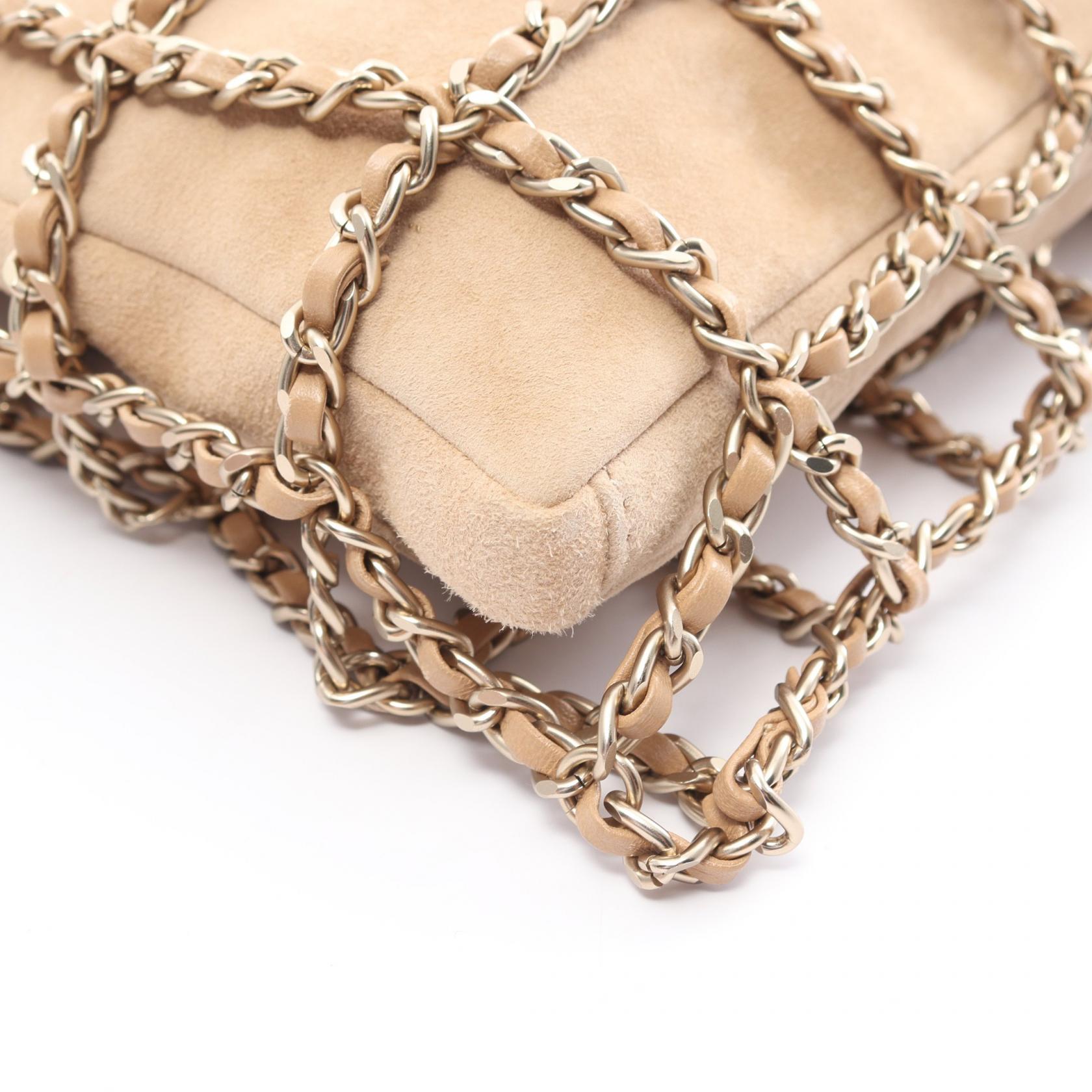 Chanel Suede Chain Tote Bag Suede Tote Bag in Very Good Condition