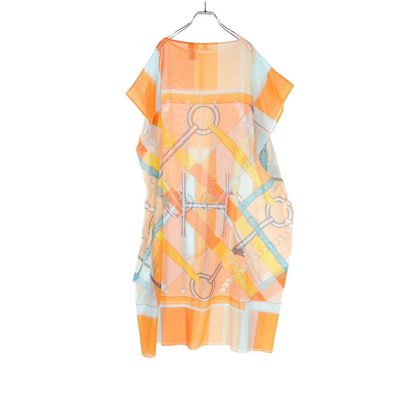 Hermes Cotton Dress Orange Multicolor