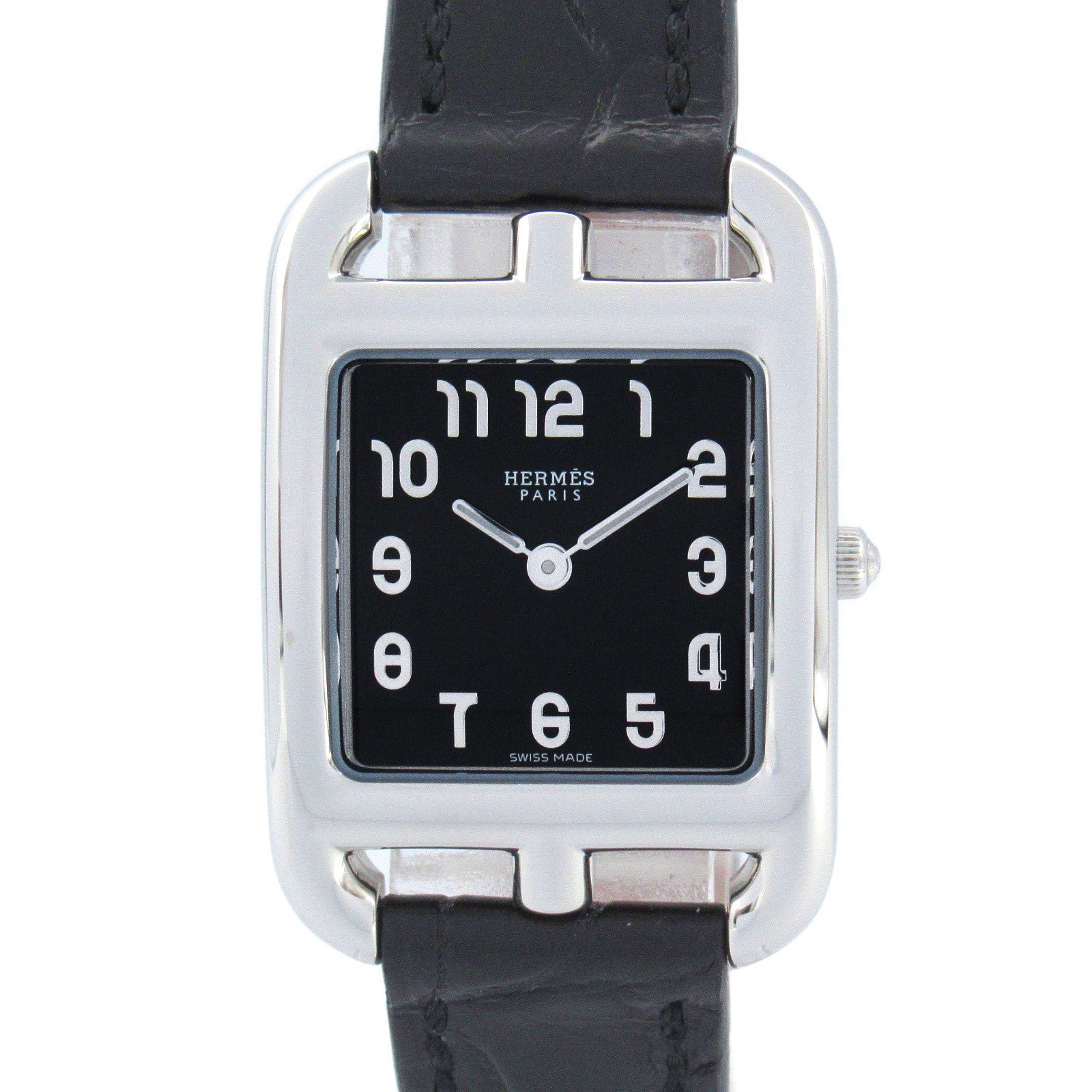 Hermes Cape Cod Watch Stainless Steel Croco Strap