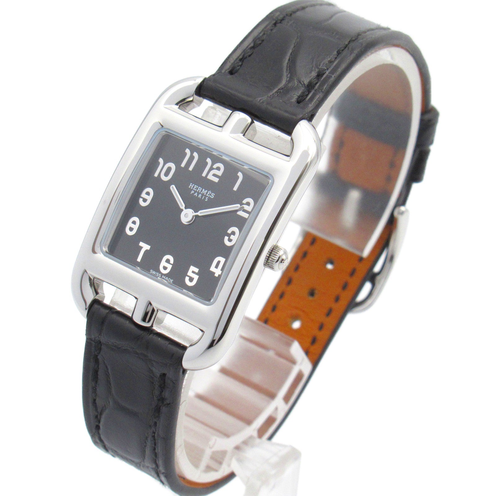 Hermes Cape Cod Watch Stainless Steel Croco Strap