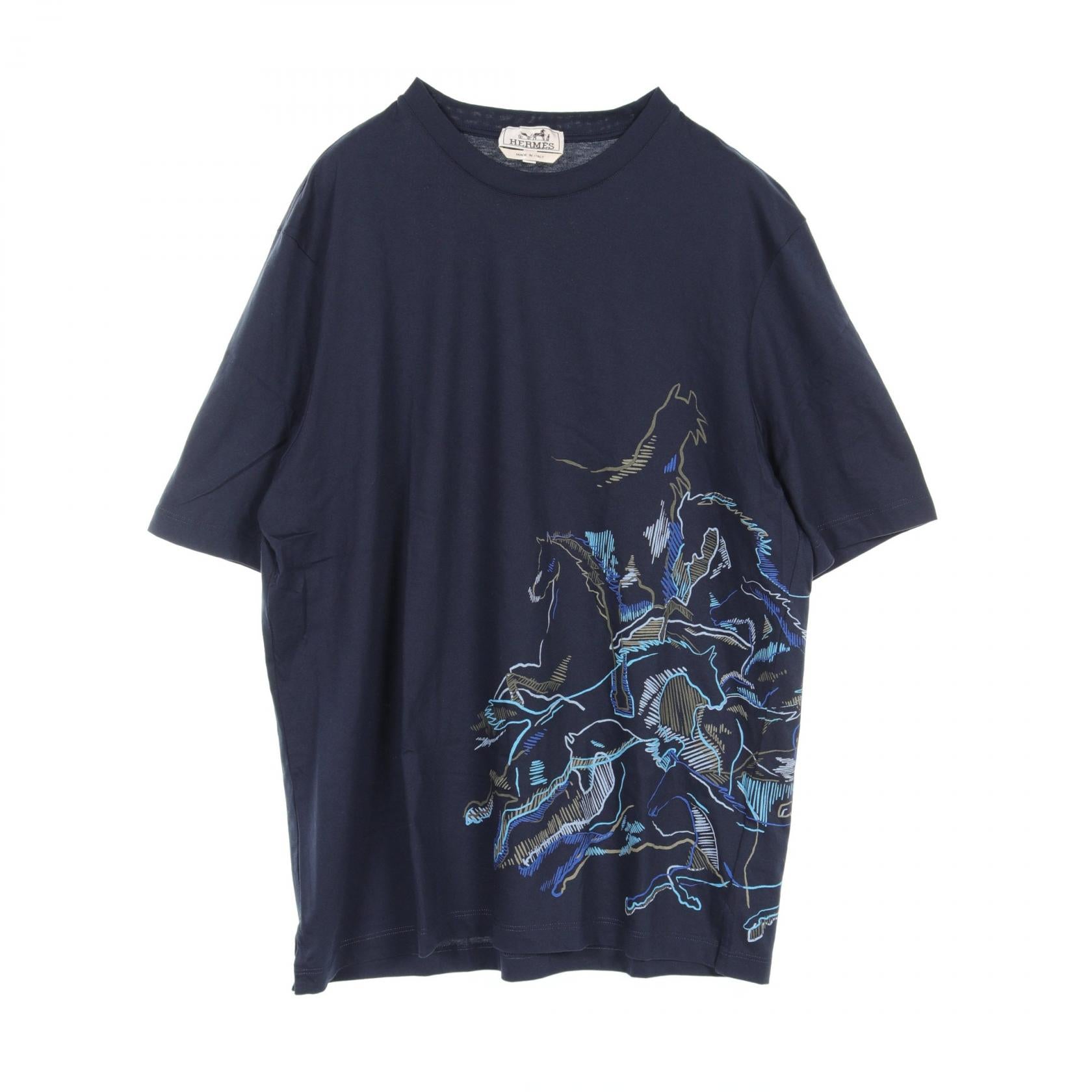 Hermes Cotton T-Shirt Navy Multicolor