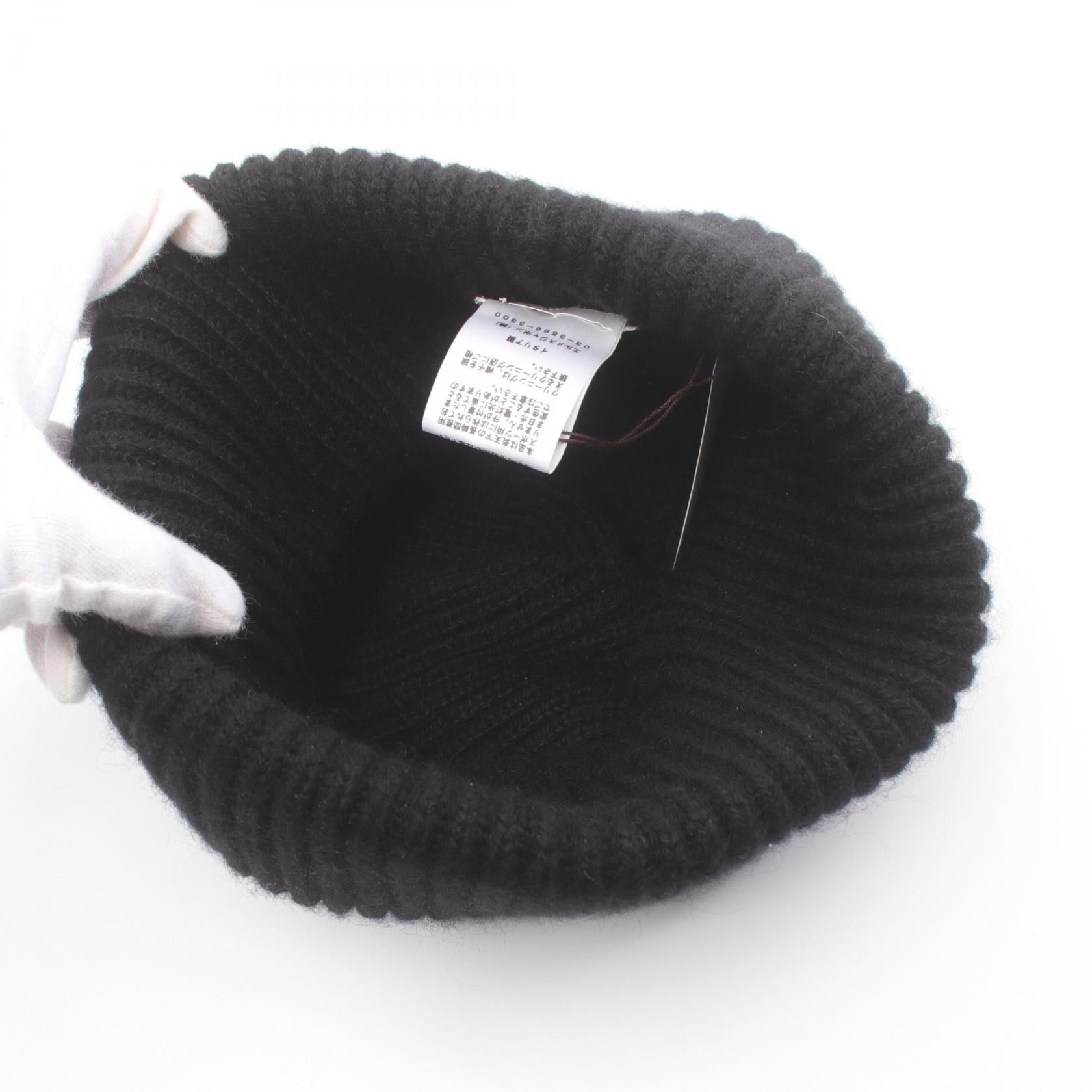 Hermes Cashmere Mohair Knit Cap Black