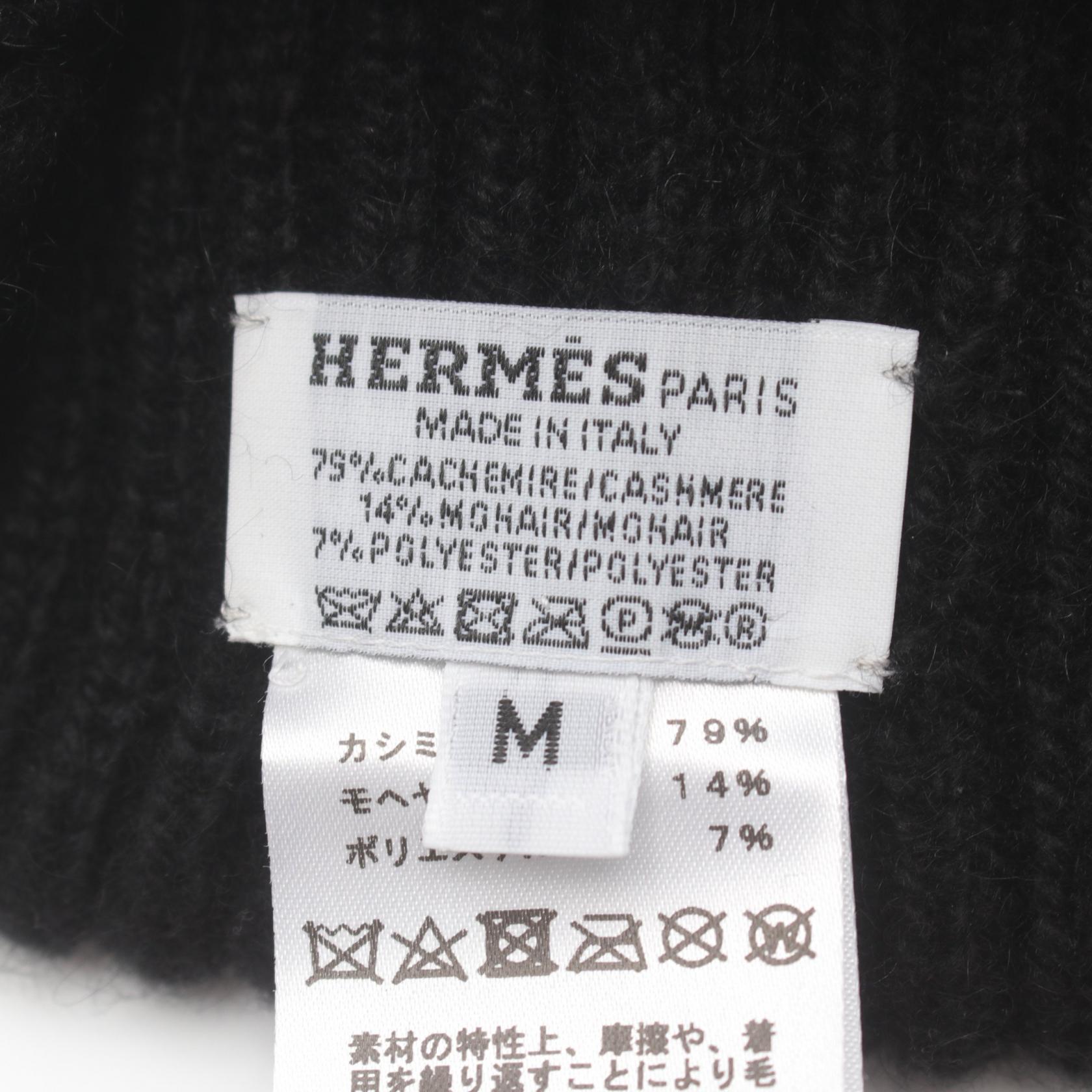 Hermes Cashmere Mohair Knit Cap Black