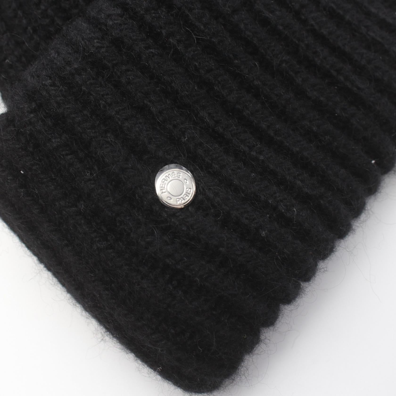 Hermes Cashmere Mohair Knit Cap Black