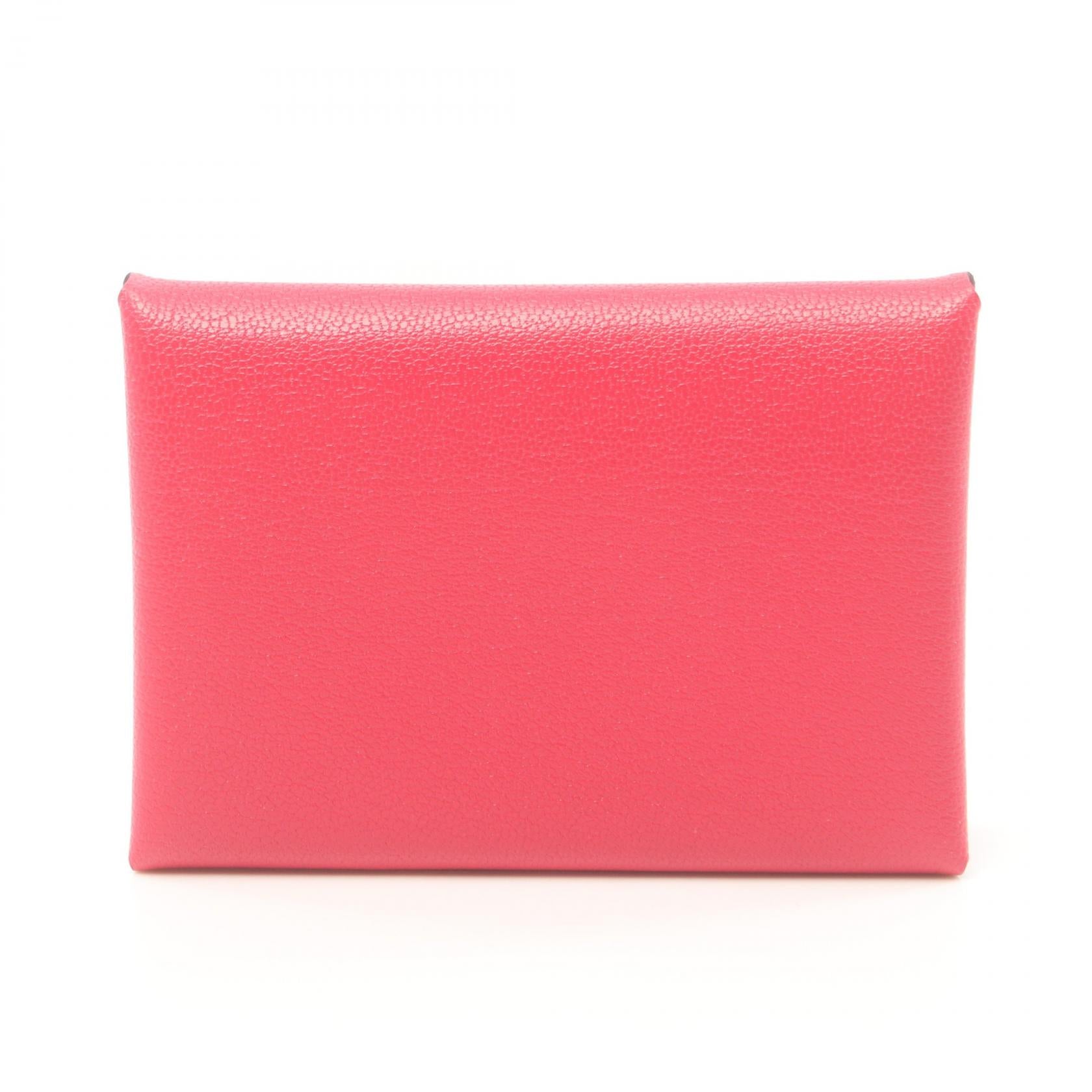 Hermes Calvi Duo Coin Case Pink Chevre