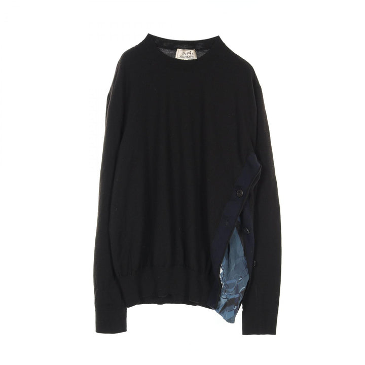 Hermes Wool Silk Knit Top Black/Navy