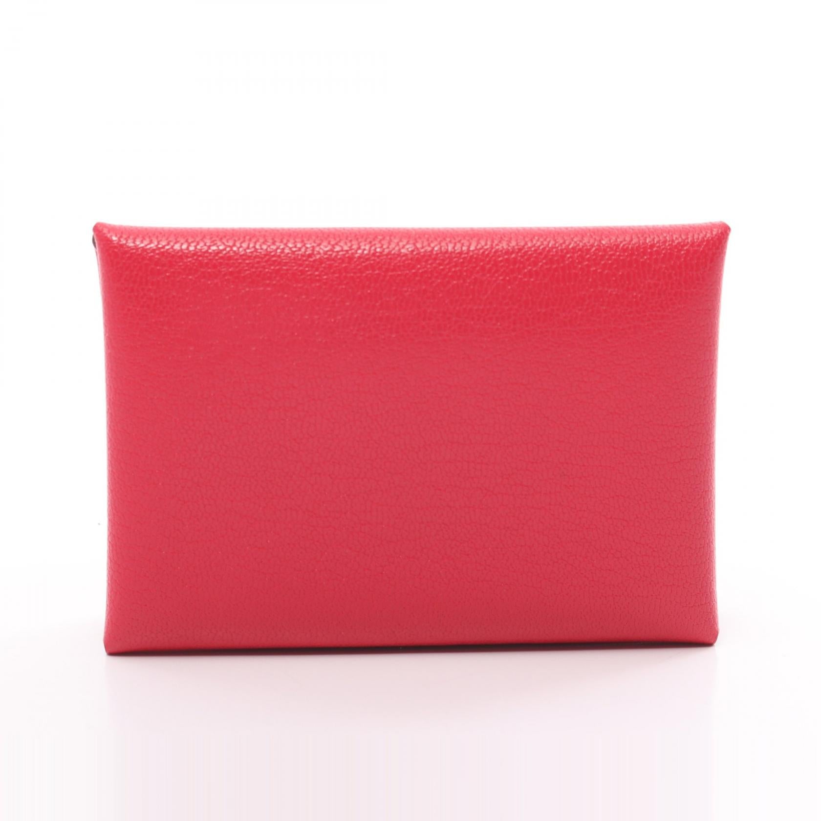 Hermes Calvi Duo Coin Case Wallet Pink