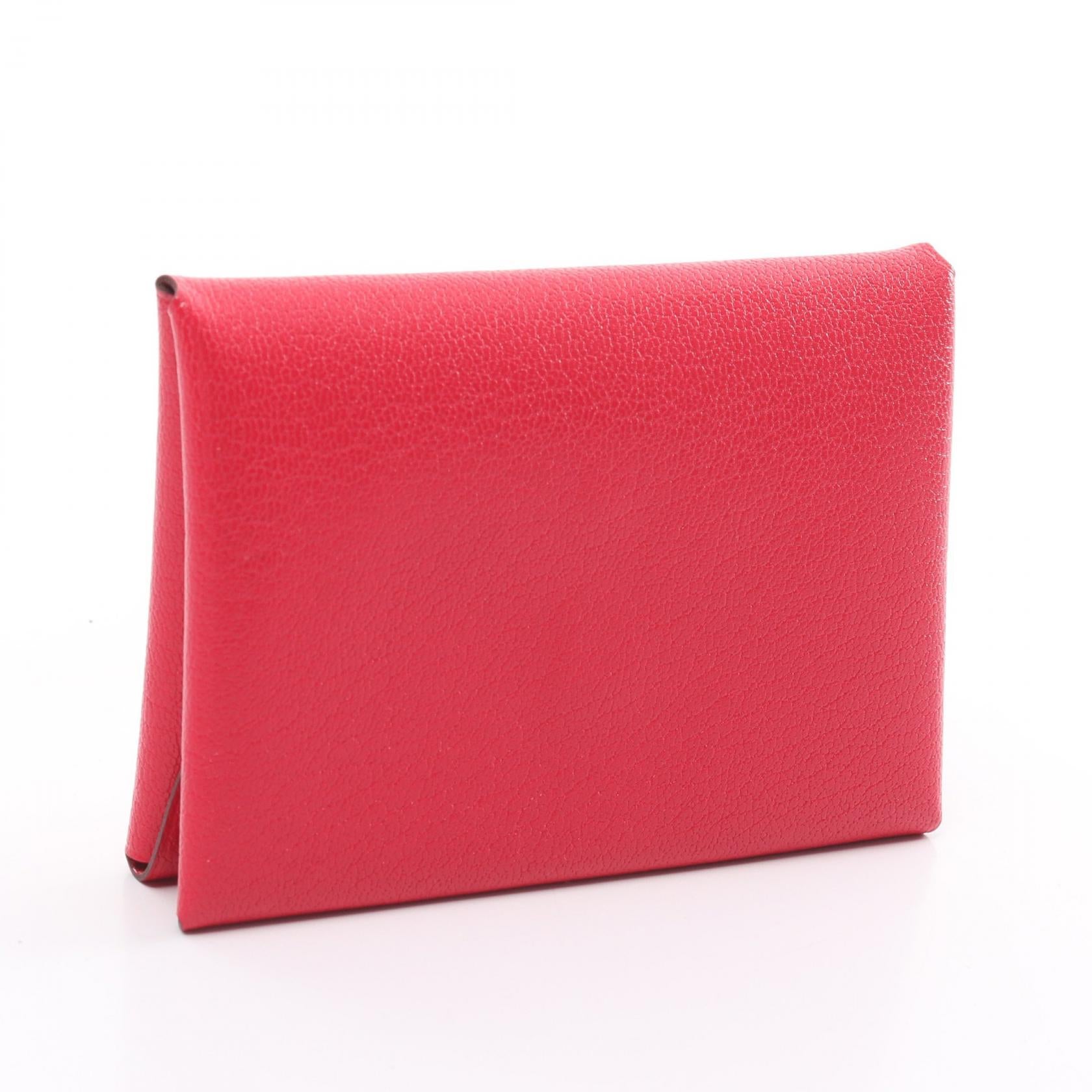 Hermes Calvi Duo Coin Case Wallet Pink