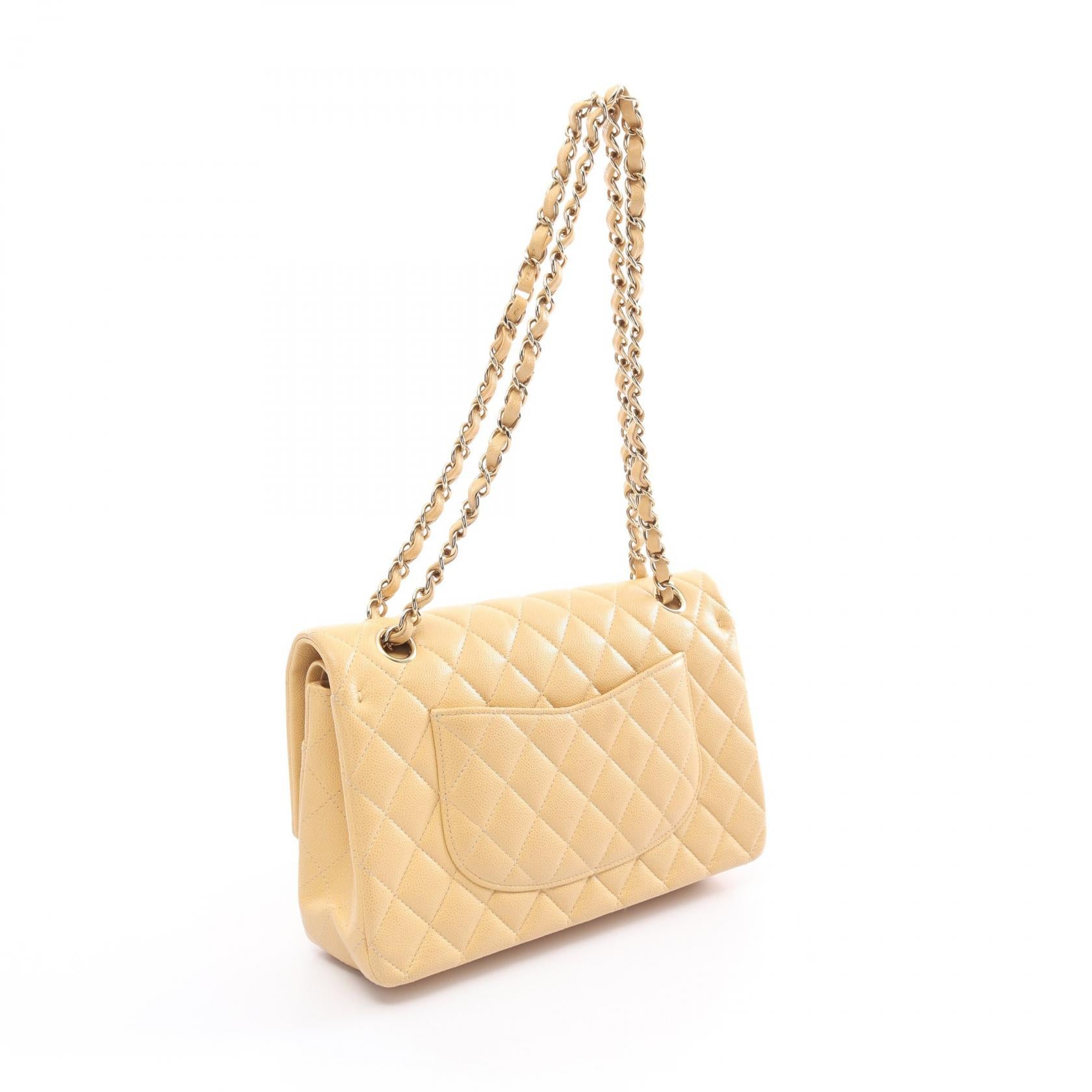 Chanel Caviar Skin Matelasse W Flap Shoulder Bag