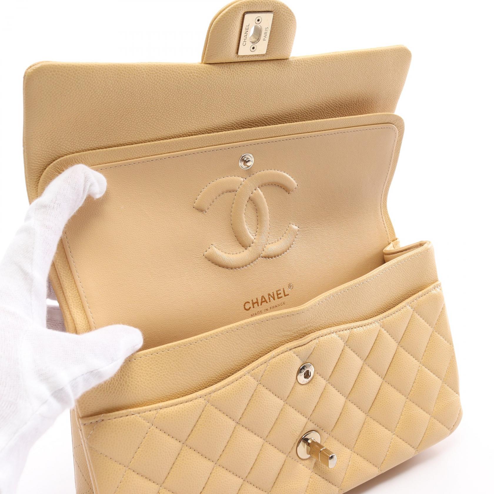 Chanel Caviar Skin Matelasse W Flap Shoulder Bag