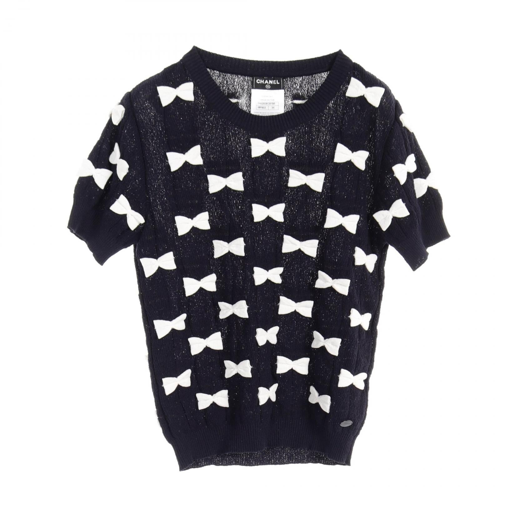 Chanel Cotton Knit Top Navy/White