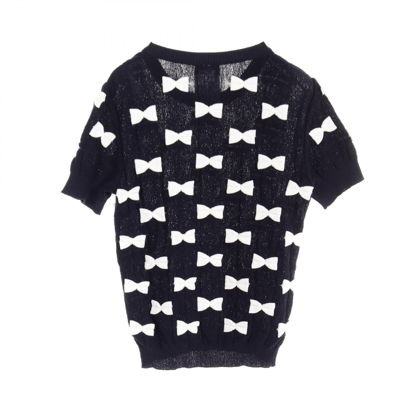 Chanel Cotton Knit Top Navy/White