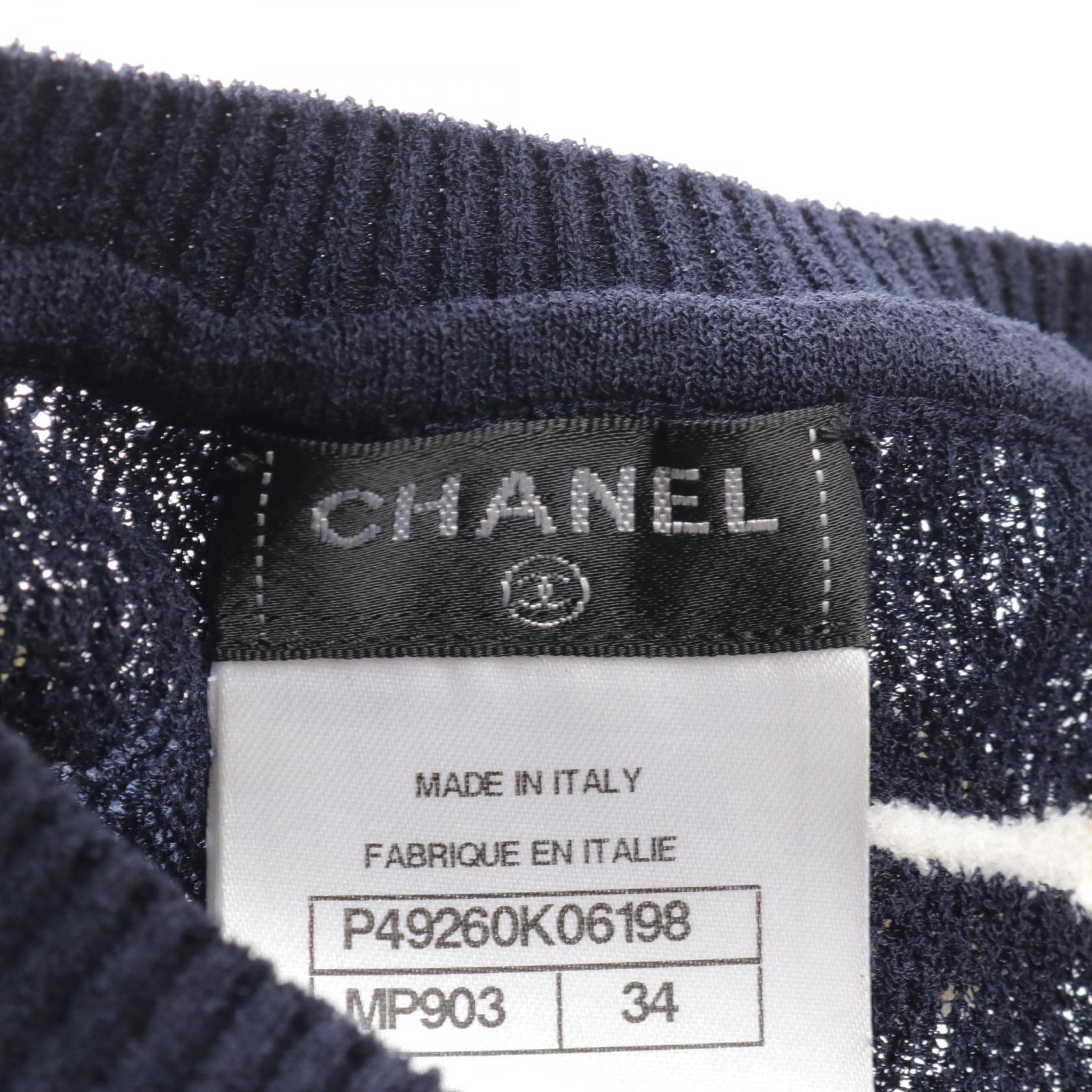 Chanel Cotton Knit Top Navy/White