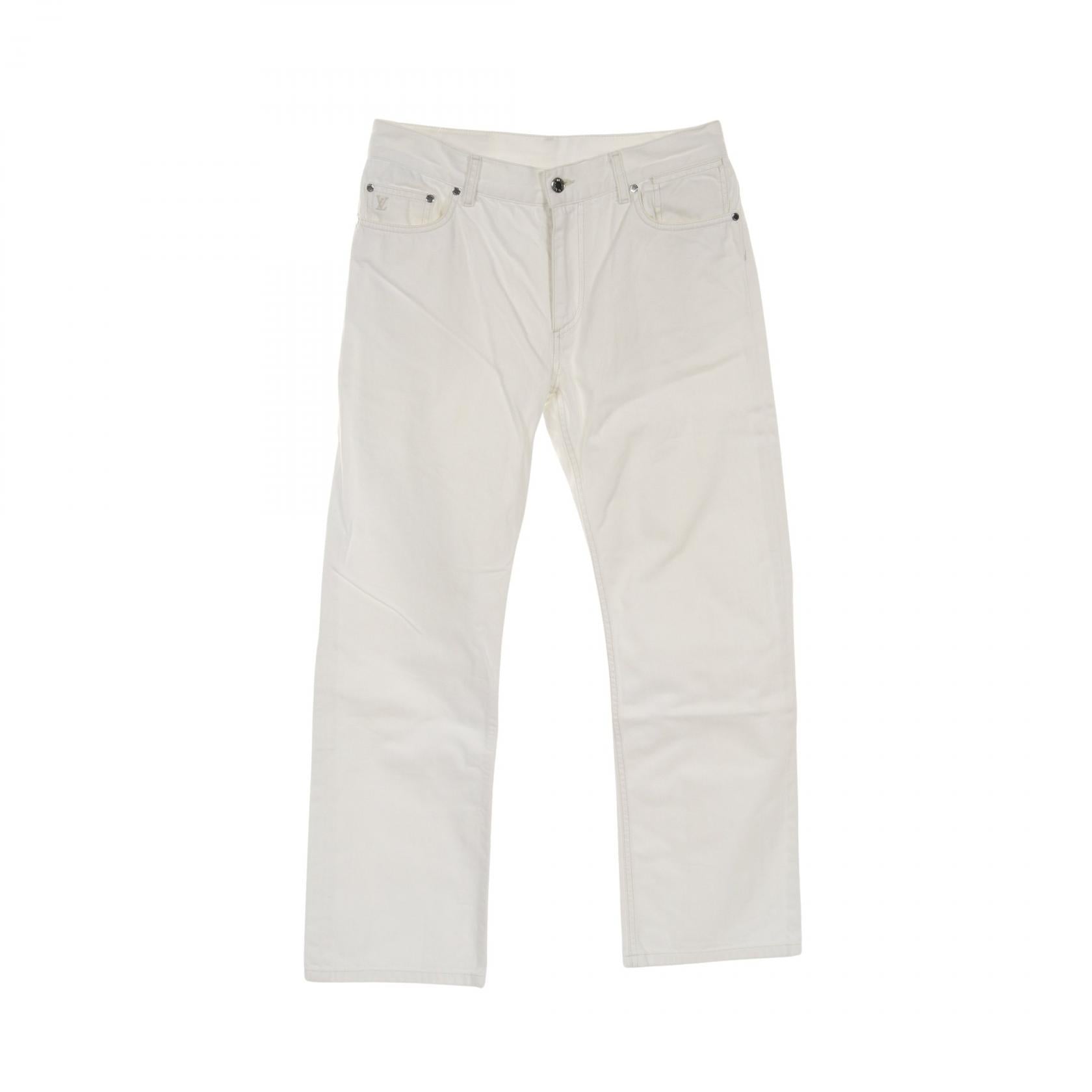 Louis Vuitton Denim Pants Cotton White RM102M