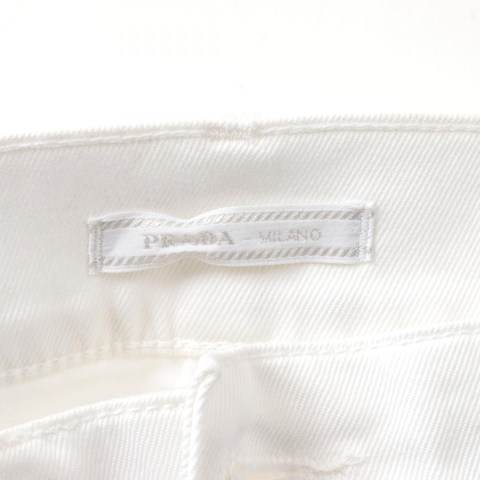 Prada Cotton Denim Pants White