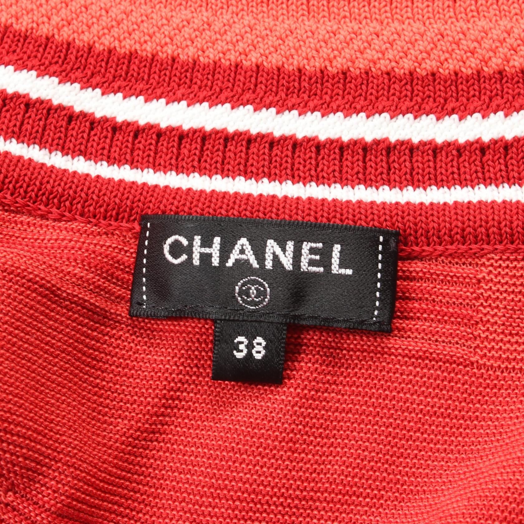 Chanel Cotton Knit Top Red/White