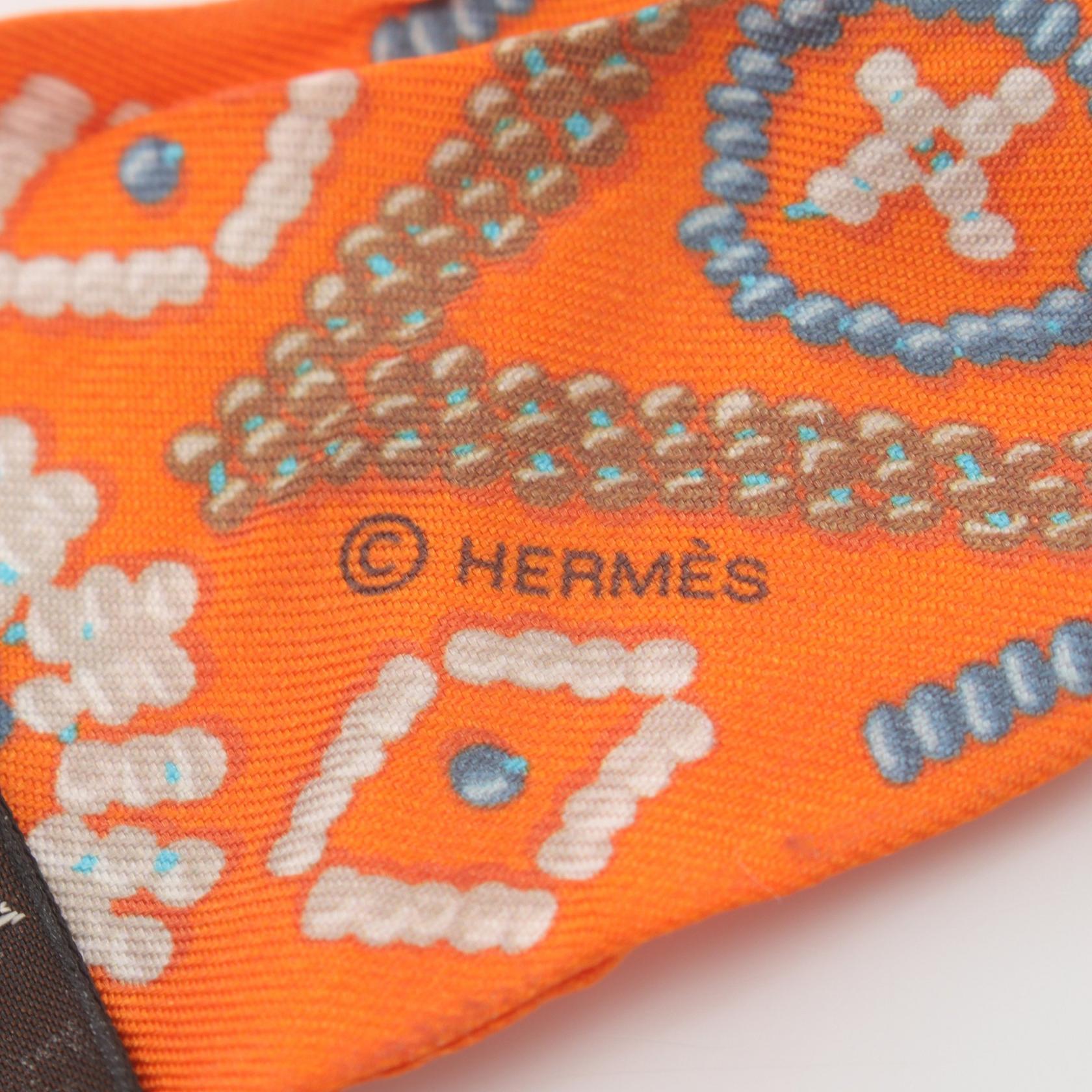 Hermes Silk Twilly Scarf Kelly En Perles