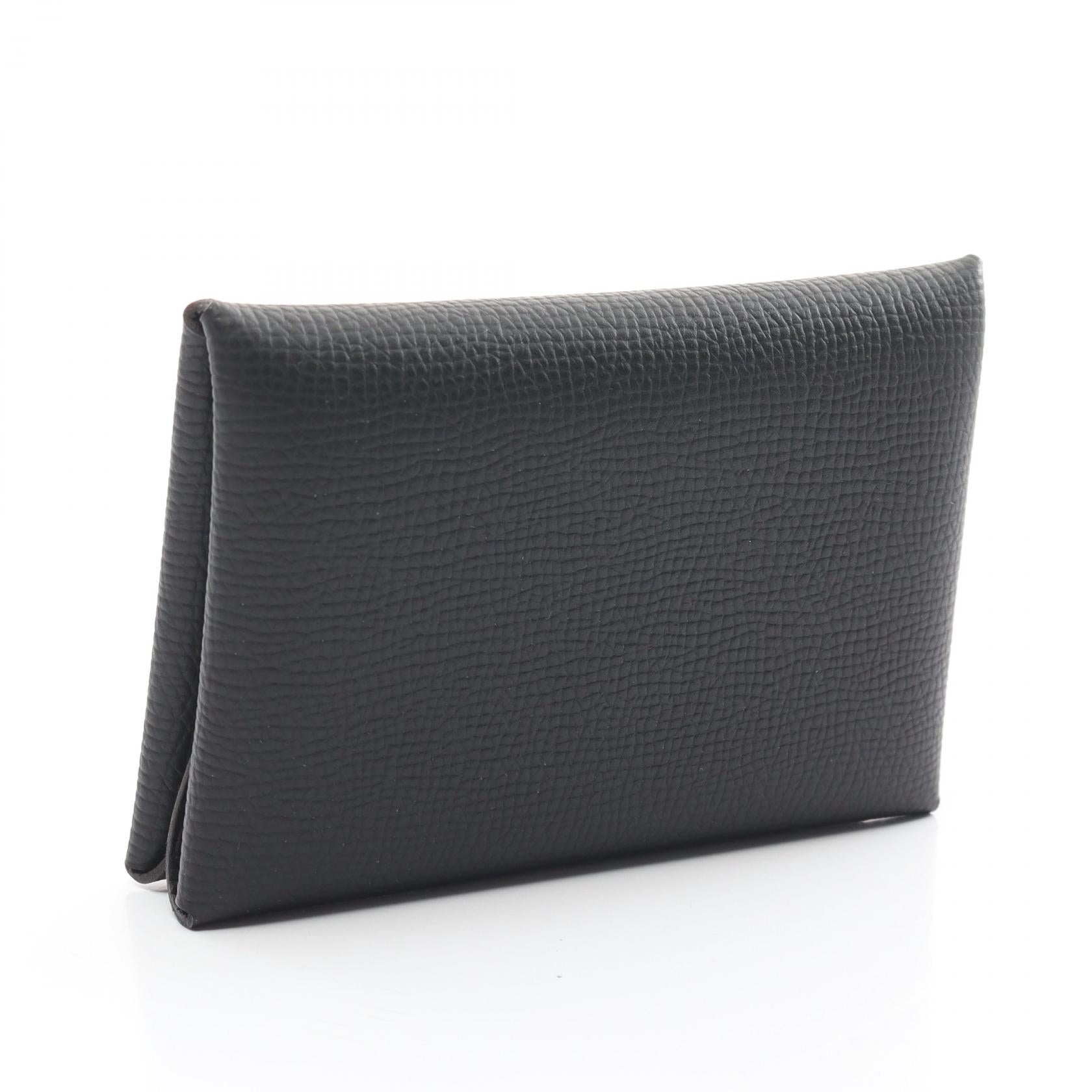 Hermes Calvi Duo Coin Case Wallet Black