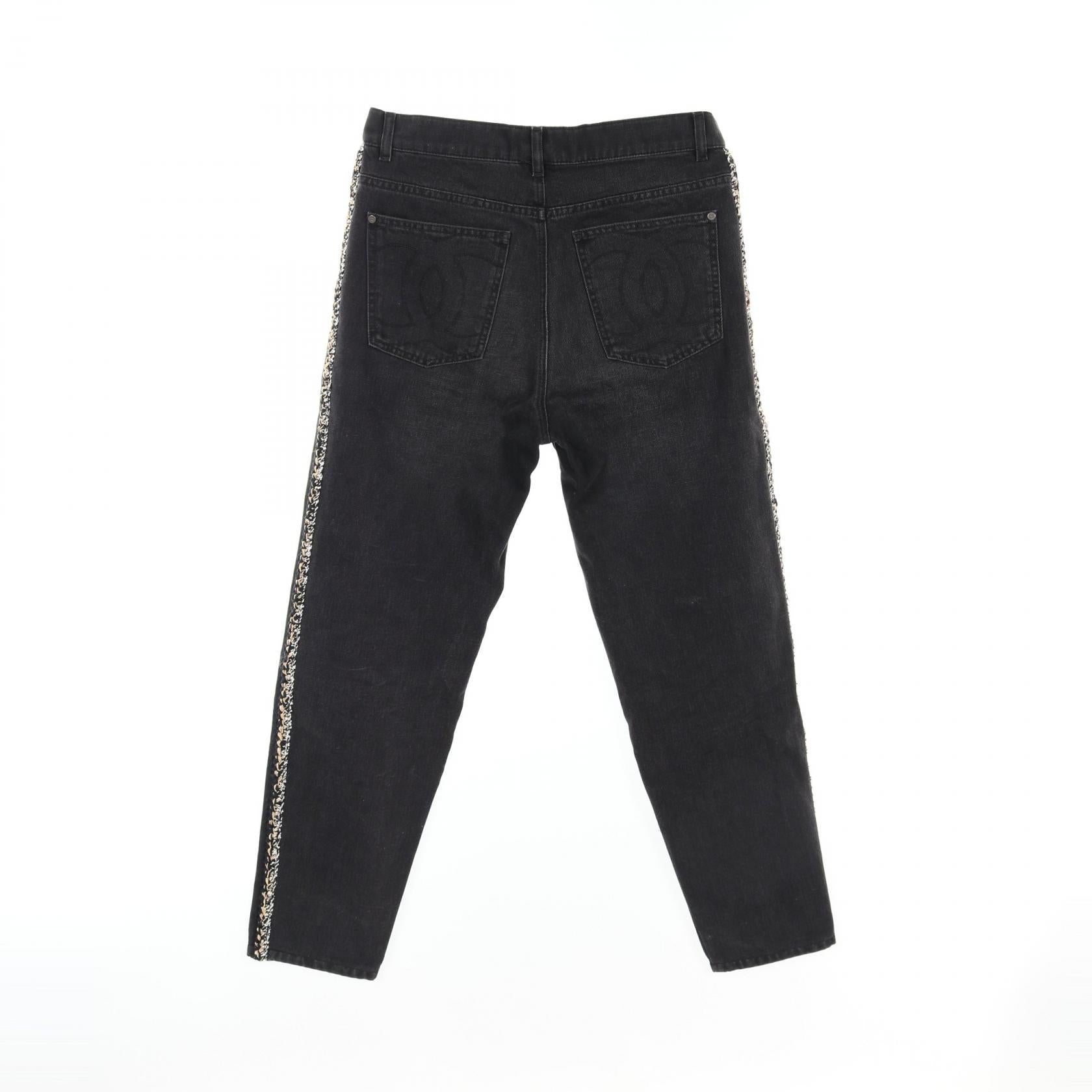 Chanel Cotton Denim Pants Black