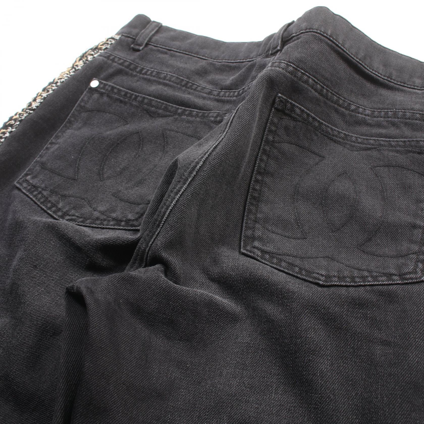 Chanel Cotton Denim Pants Black