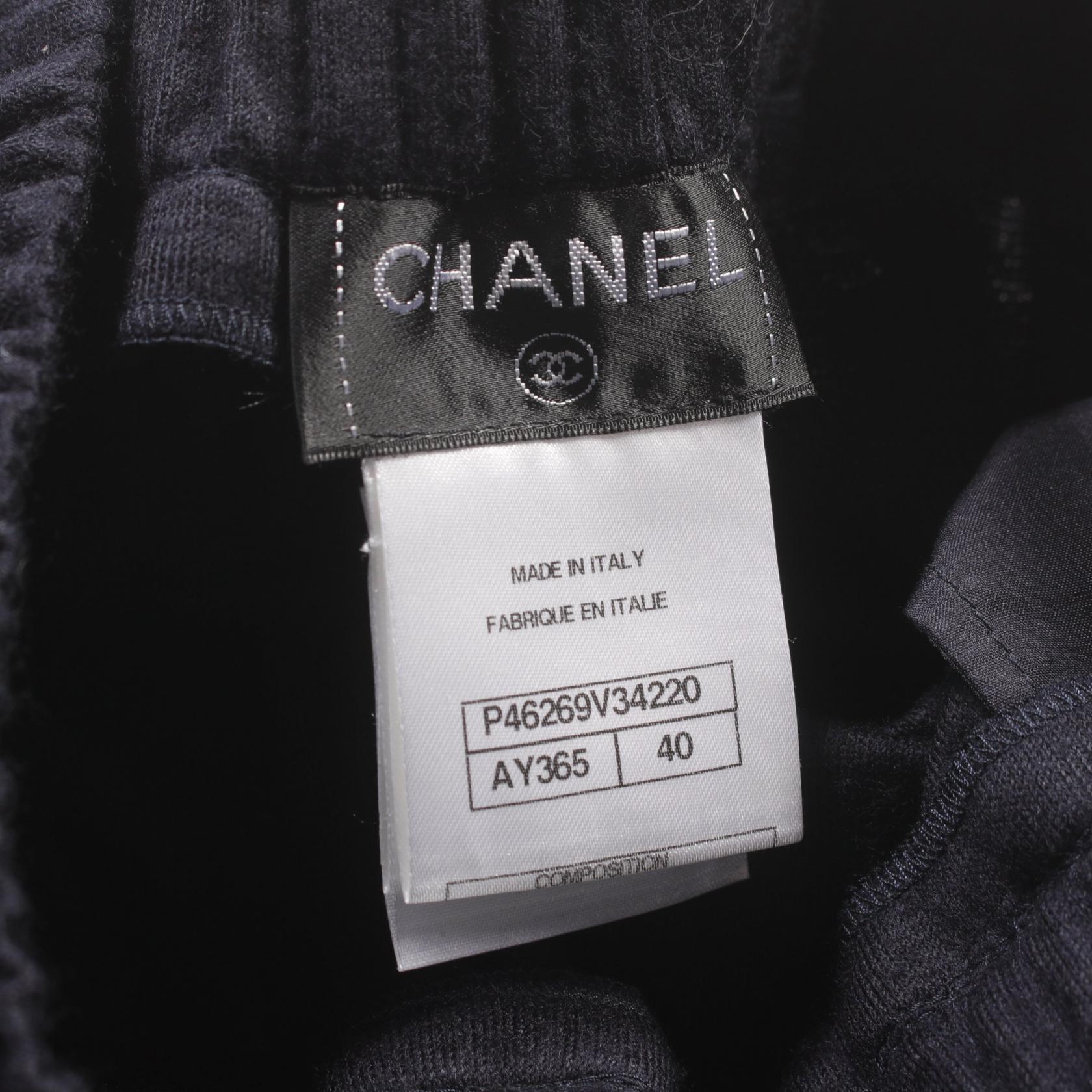 Chanel Wool Coco Mark Pants Navy