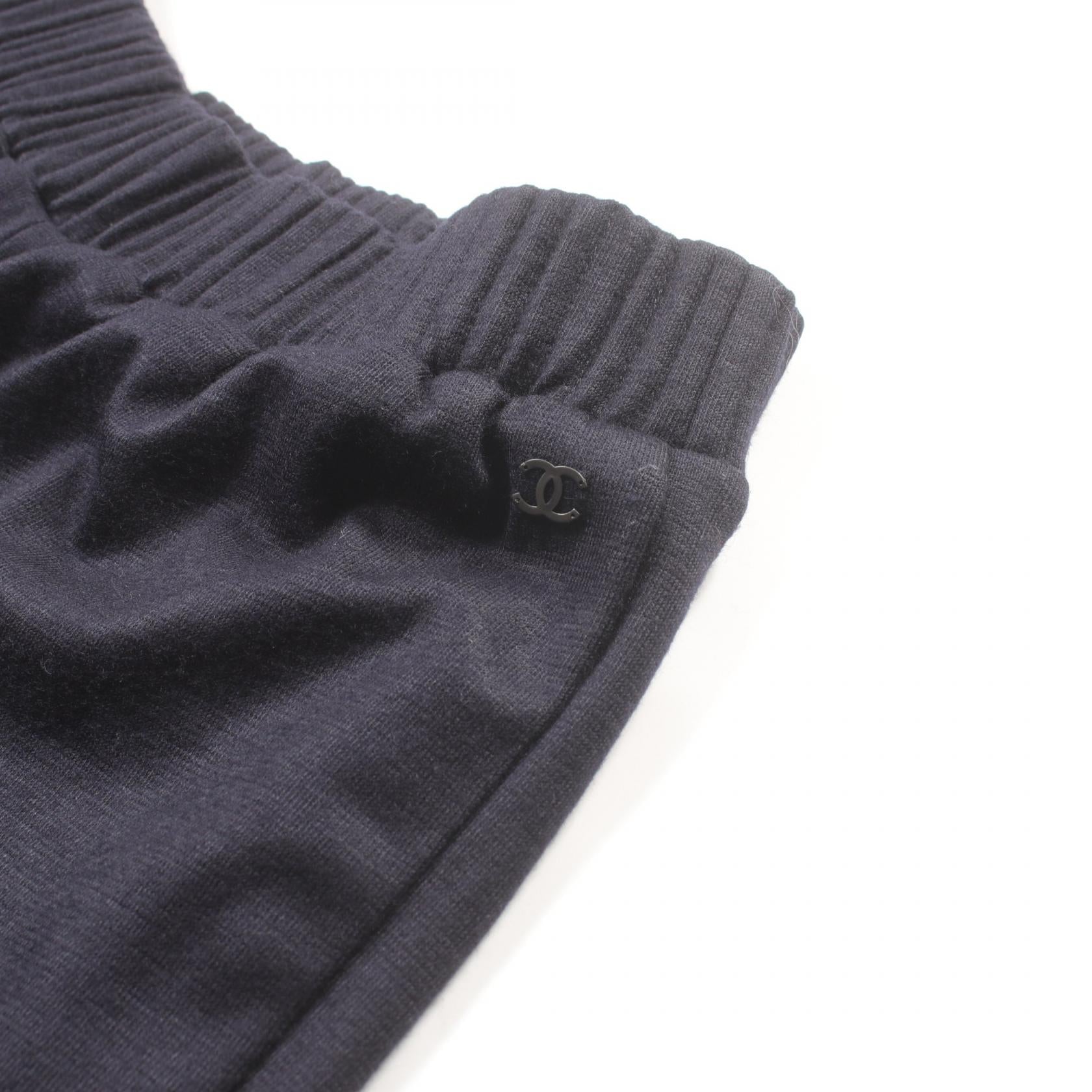 Chanel Wool Coco Mark Pants Navy