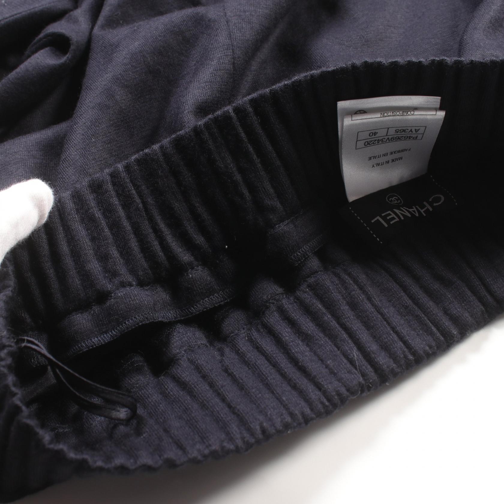 Chanel Wool Coco Mark Pants Navy