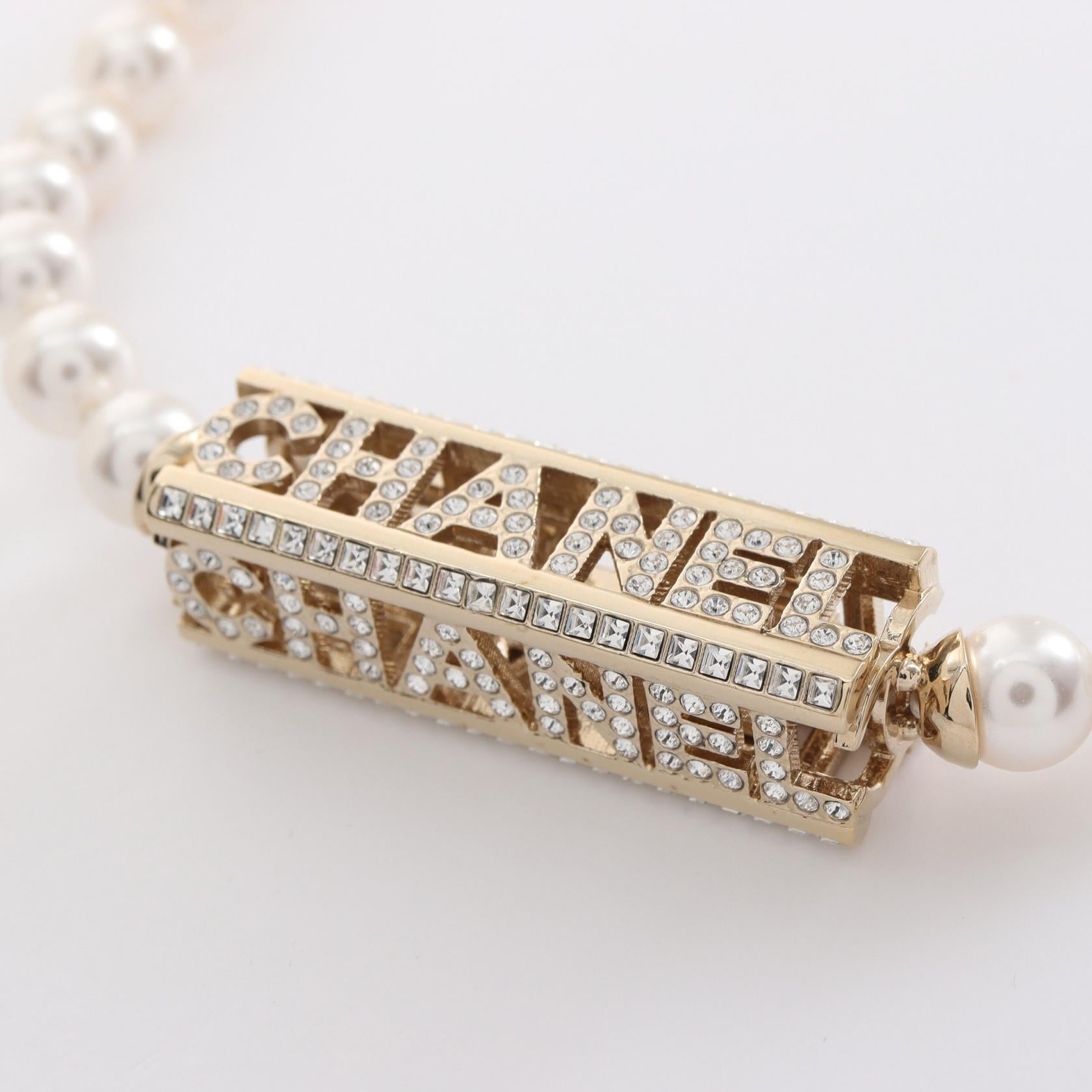 Chanel Choker Gold Plated Faux Pearl Rhinestone