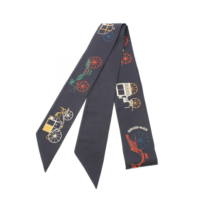 Hermes Silk Long Twilly Scarf Black