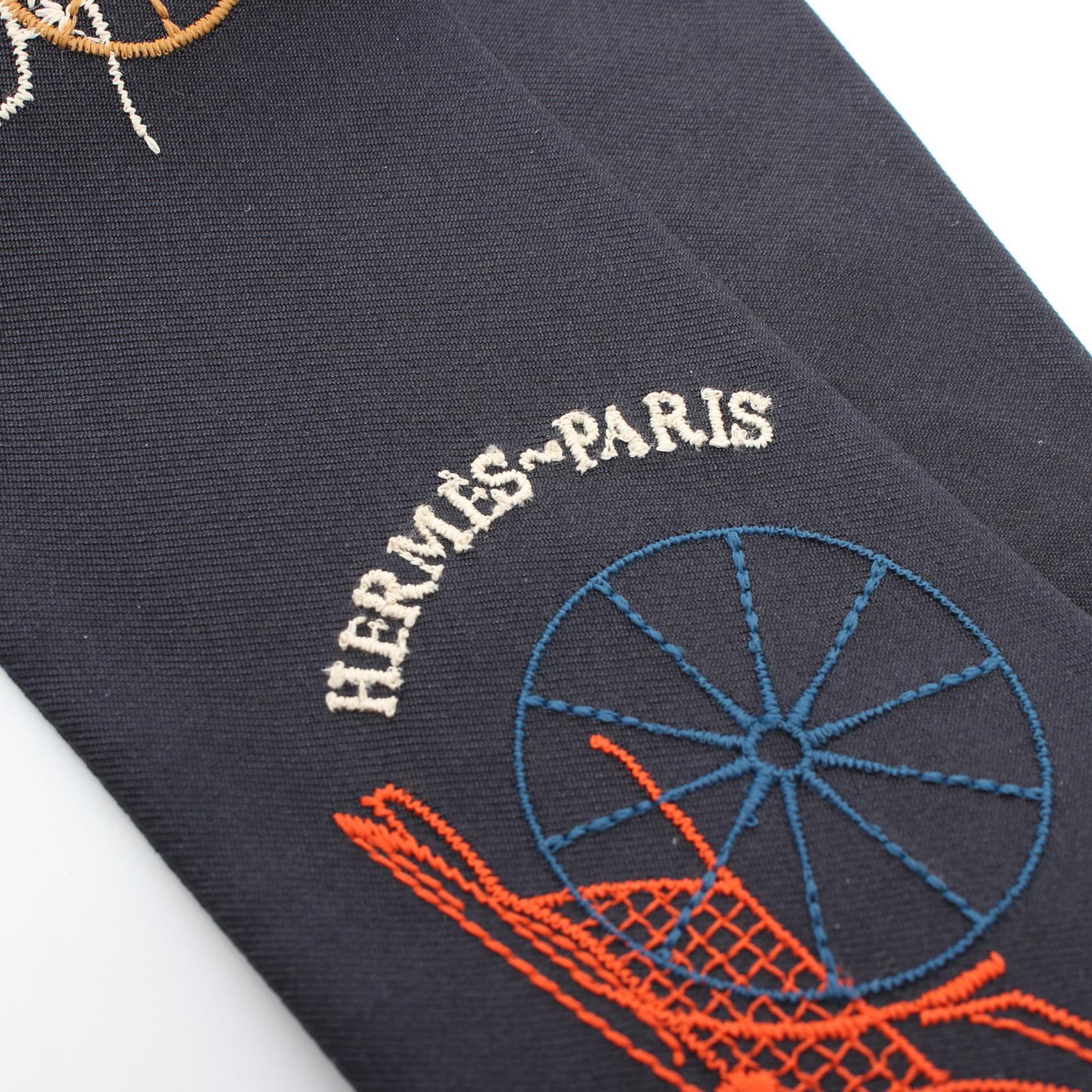 Hermes Silk Long Twilly Scarf Black