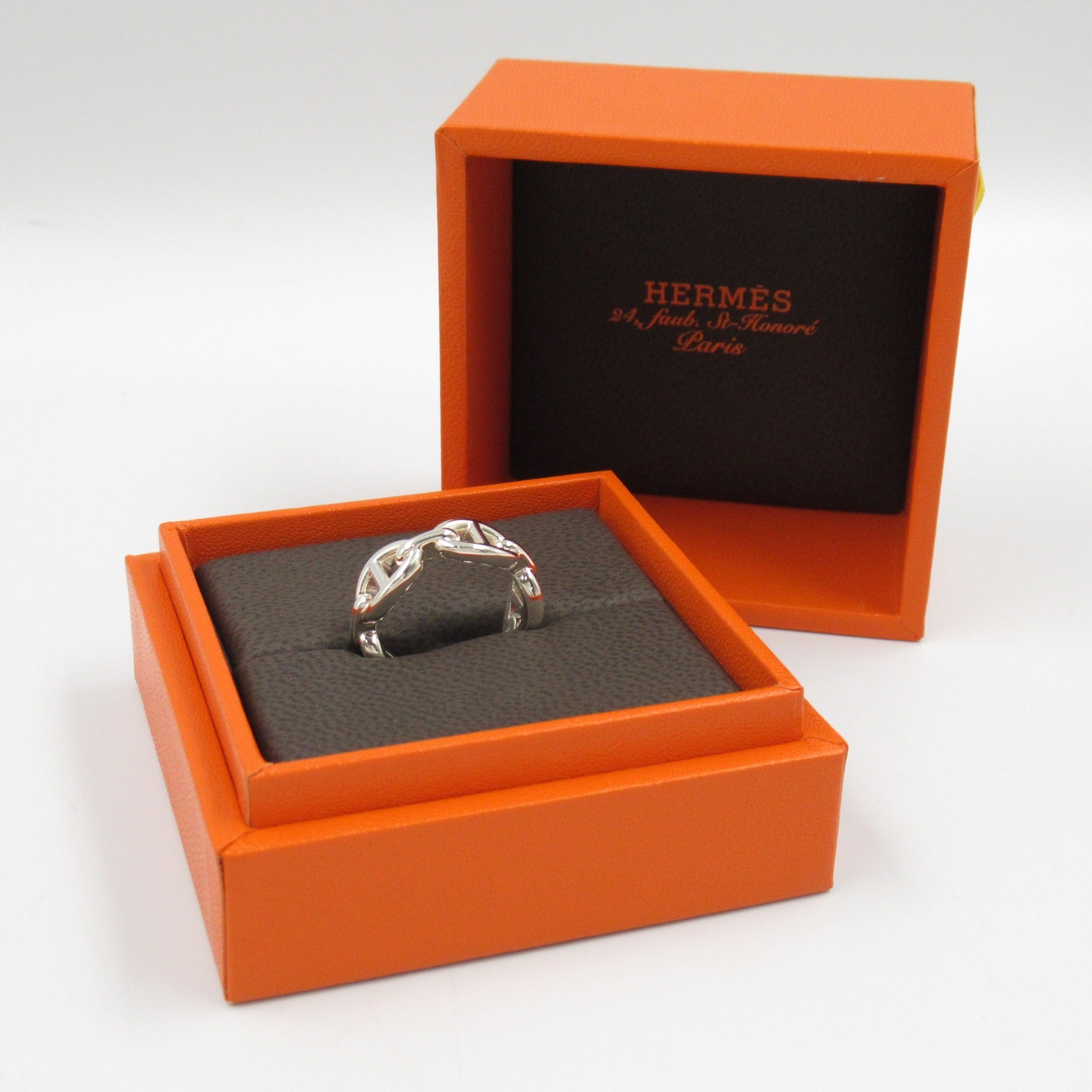 Hermes Silver 925 Chain d'Ancre Ring