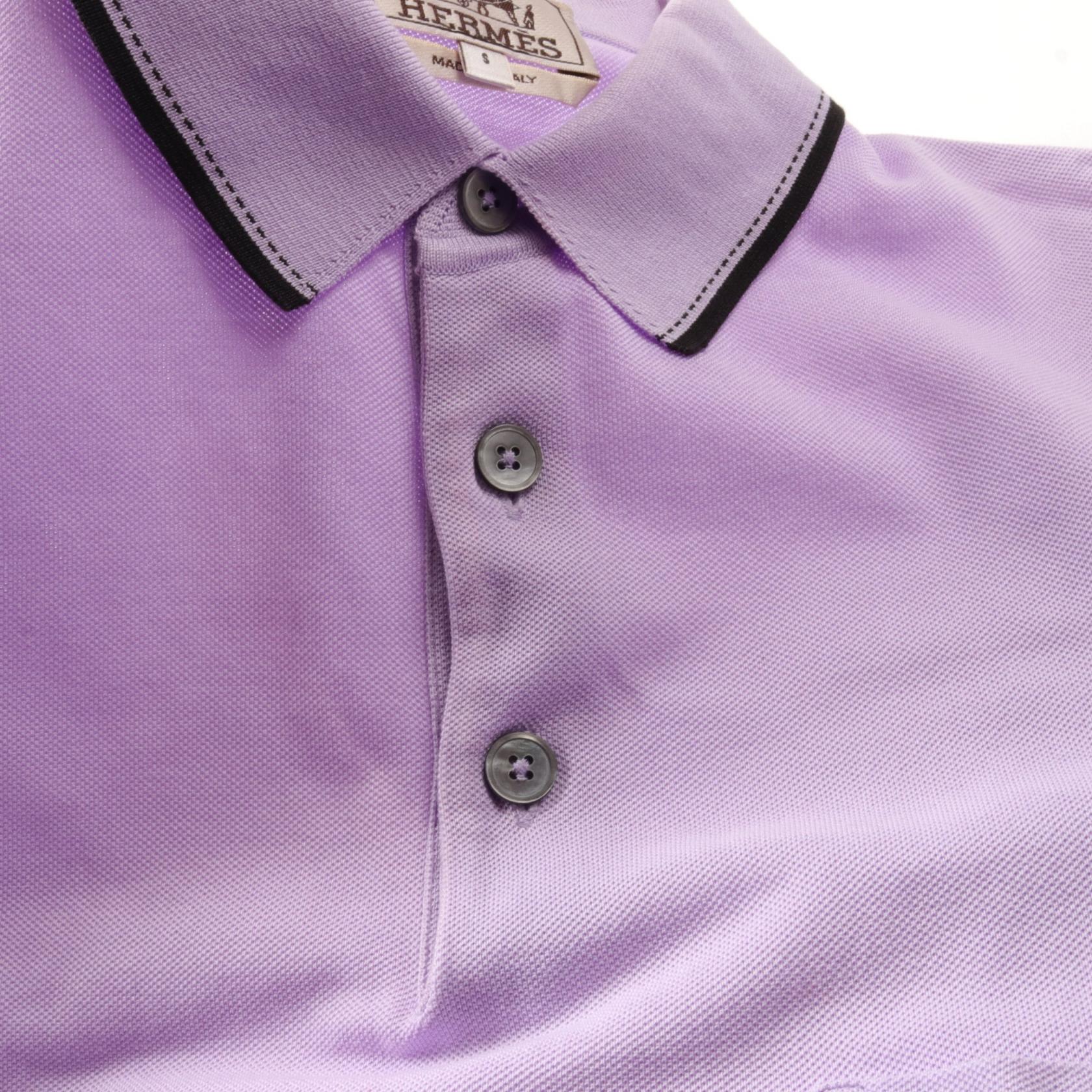 Hermes Cotton Polo Shirt Purple/Black