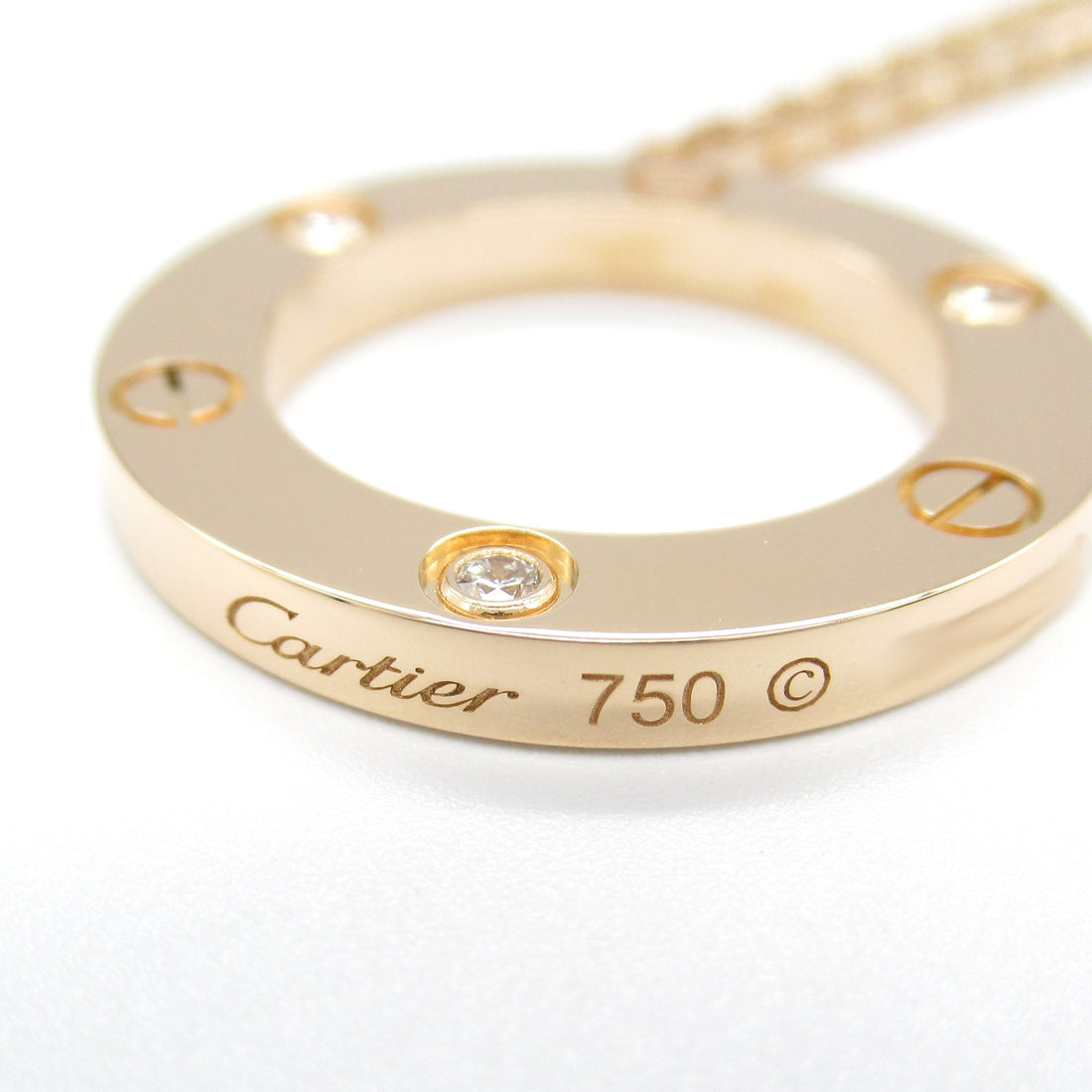 Cartier Love Necklace 3P Diamond K18PG Pink Gold