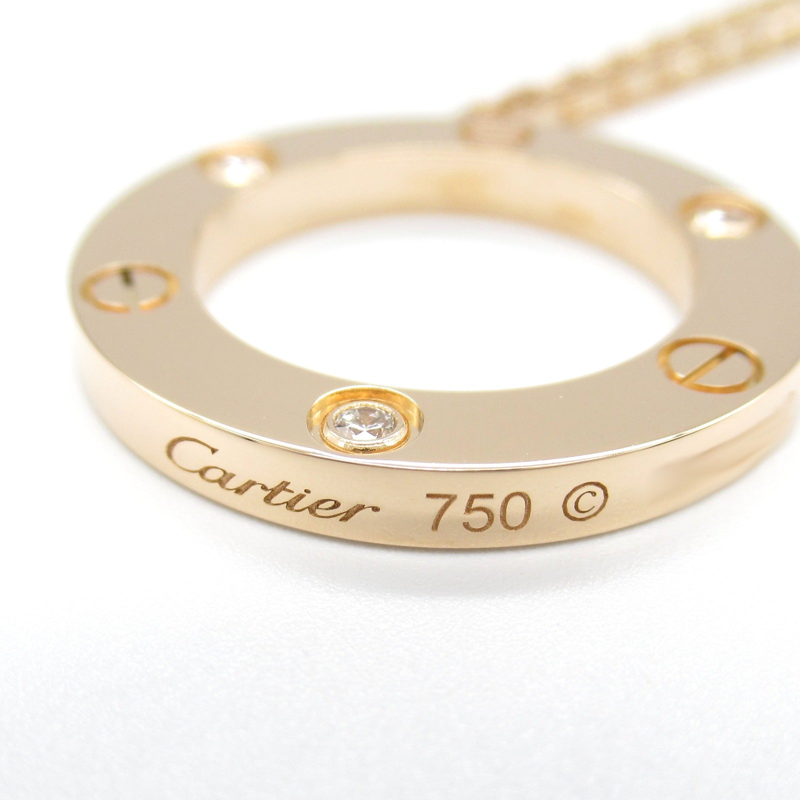 Cartier Love Necklace 3P Diamond K18PG Pink Gold